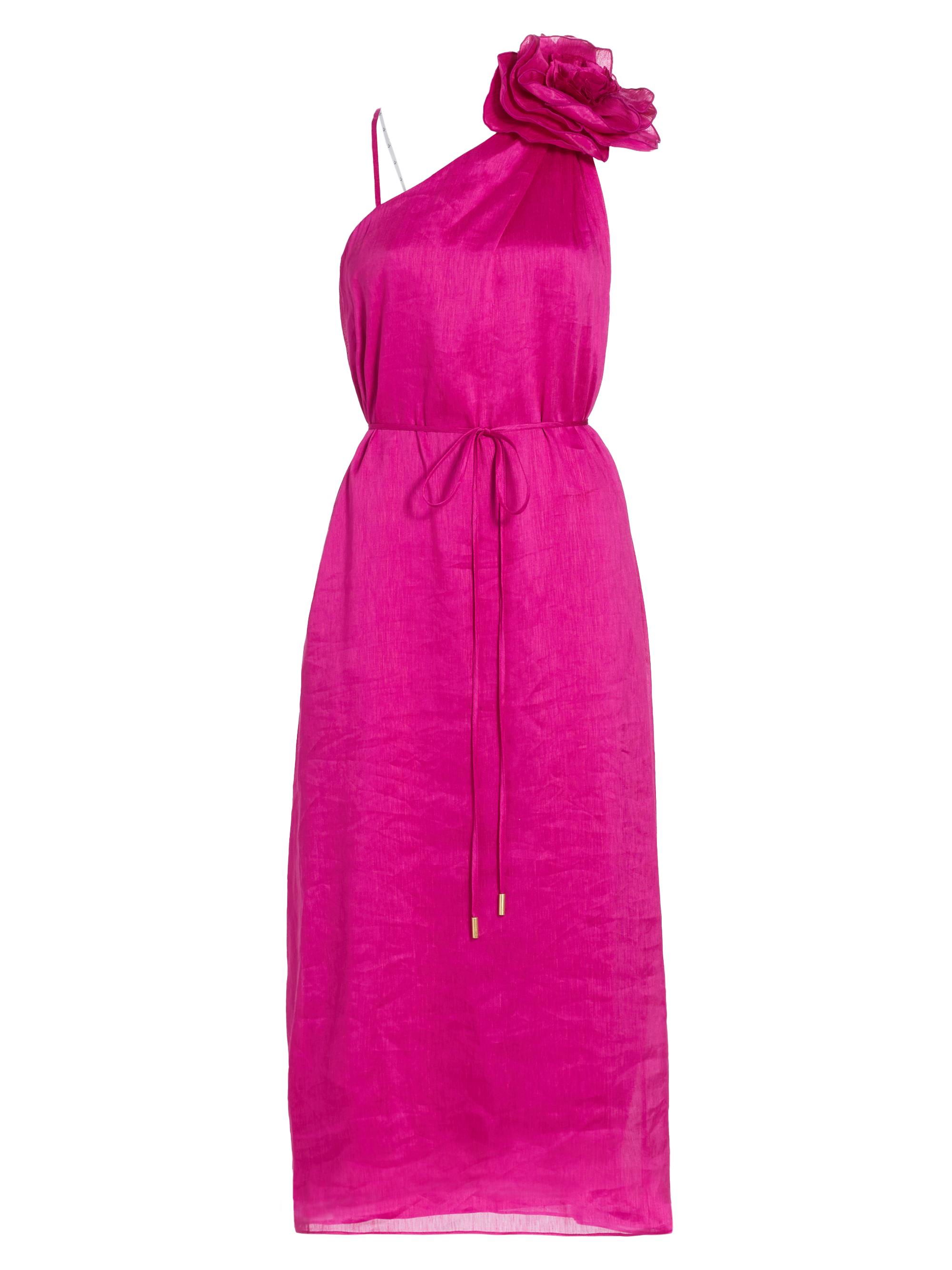 Aje Women's Qunintessa Linen-Blend Rosette Midi-Dress - Deep Magenta