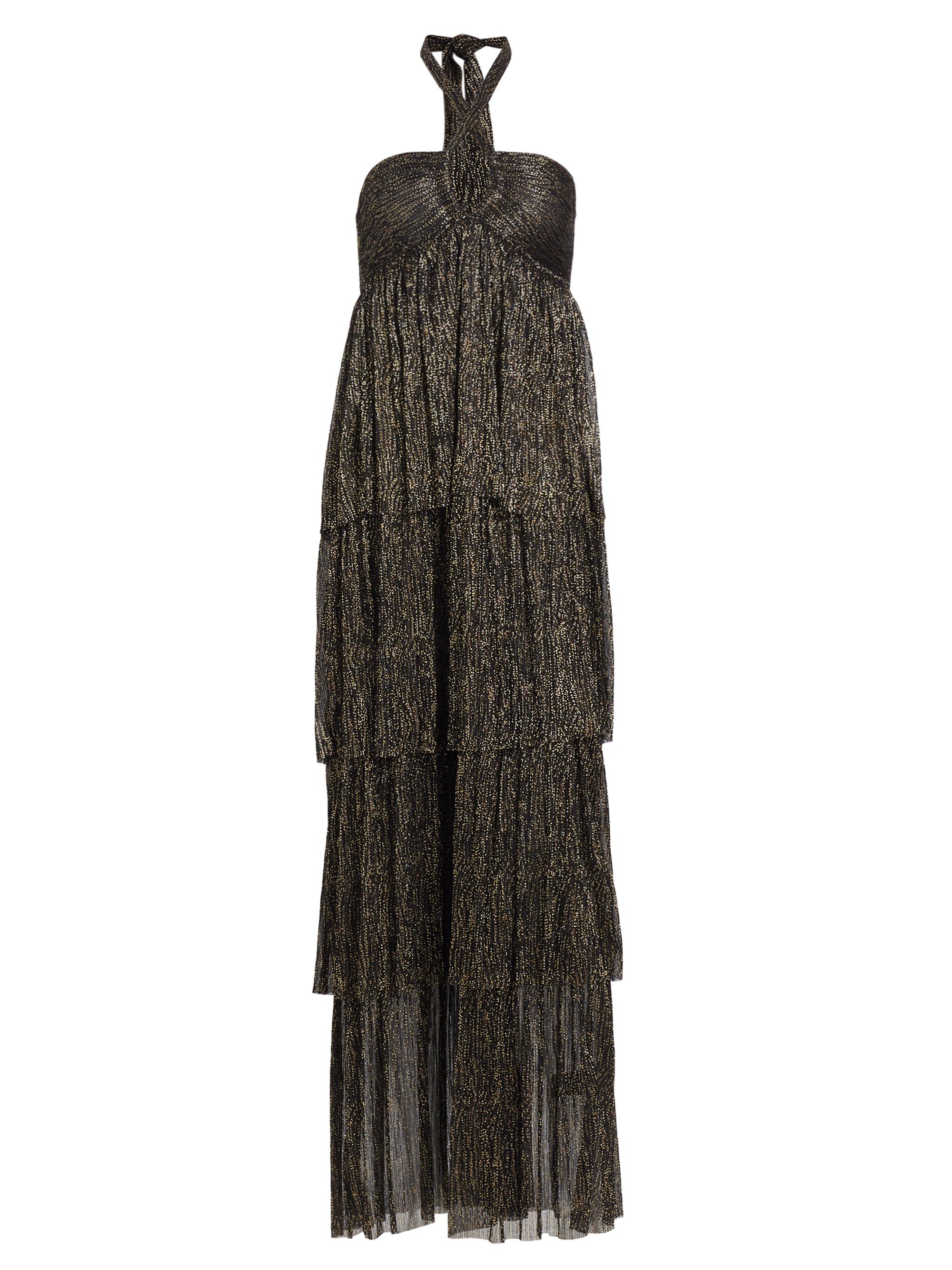 Sabina Musáyev Skylar Tiered Belted Metallic Gown | Saks Fifth Avenue