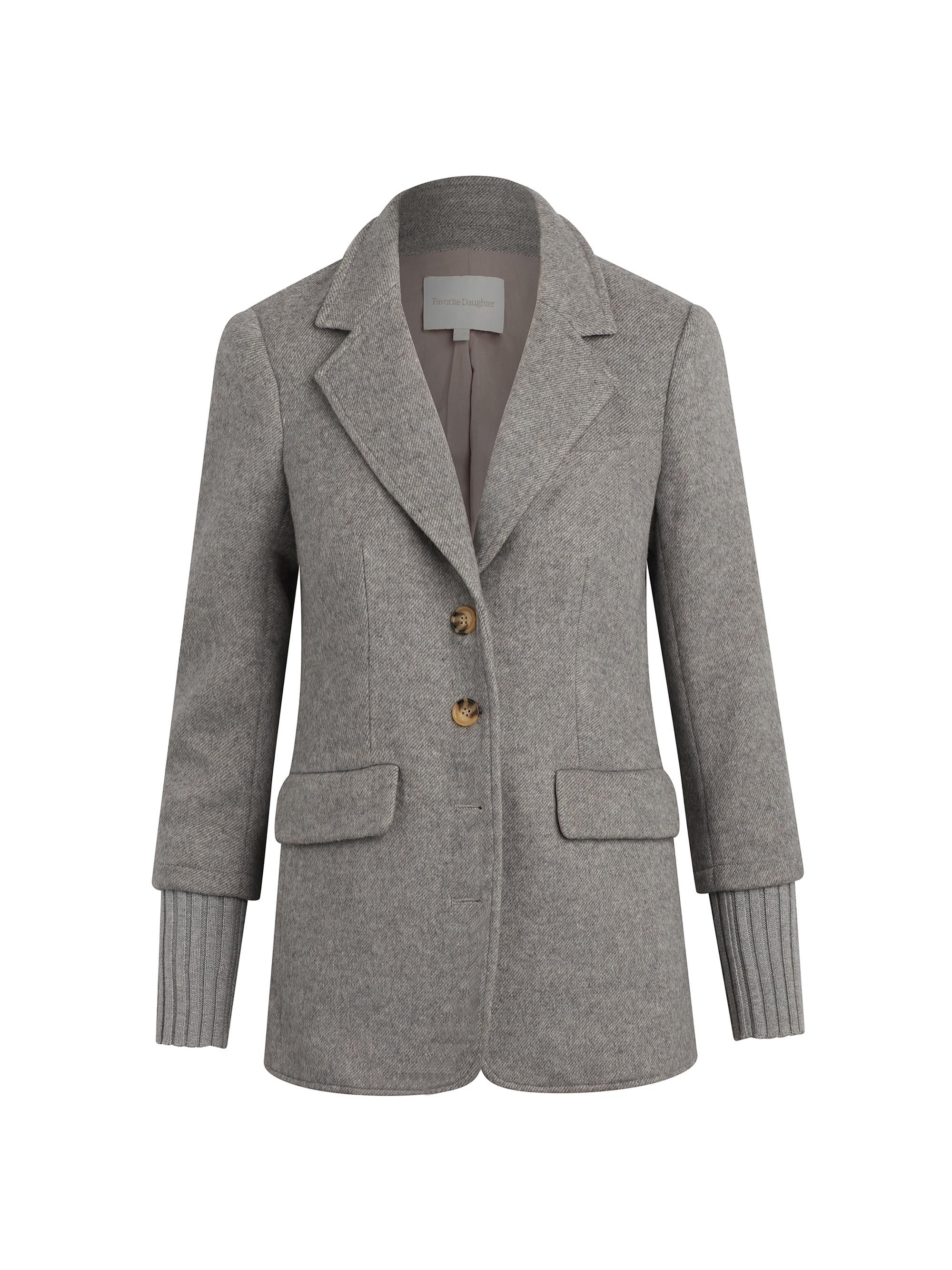 Favorite Daughter Women's City Rib-Knit Cuff Blazer - Frost Grey