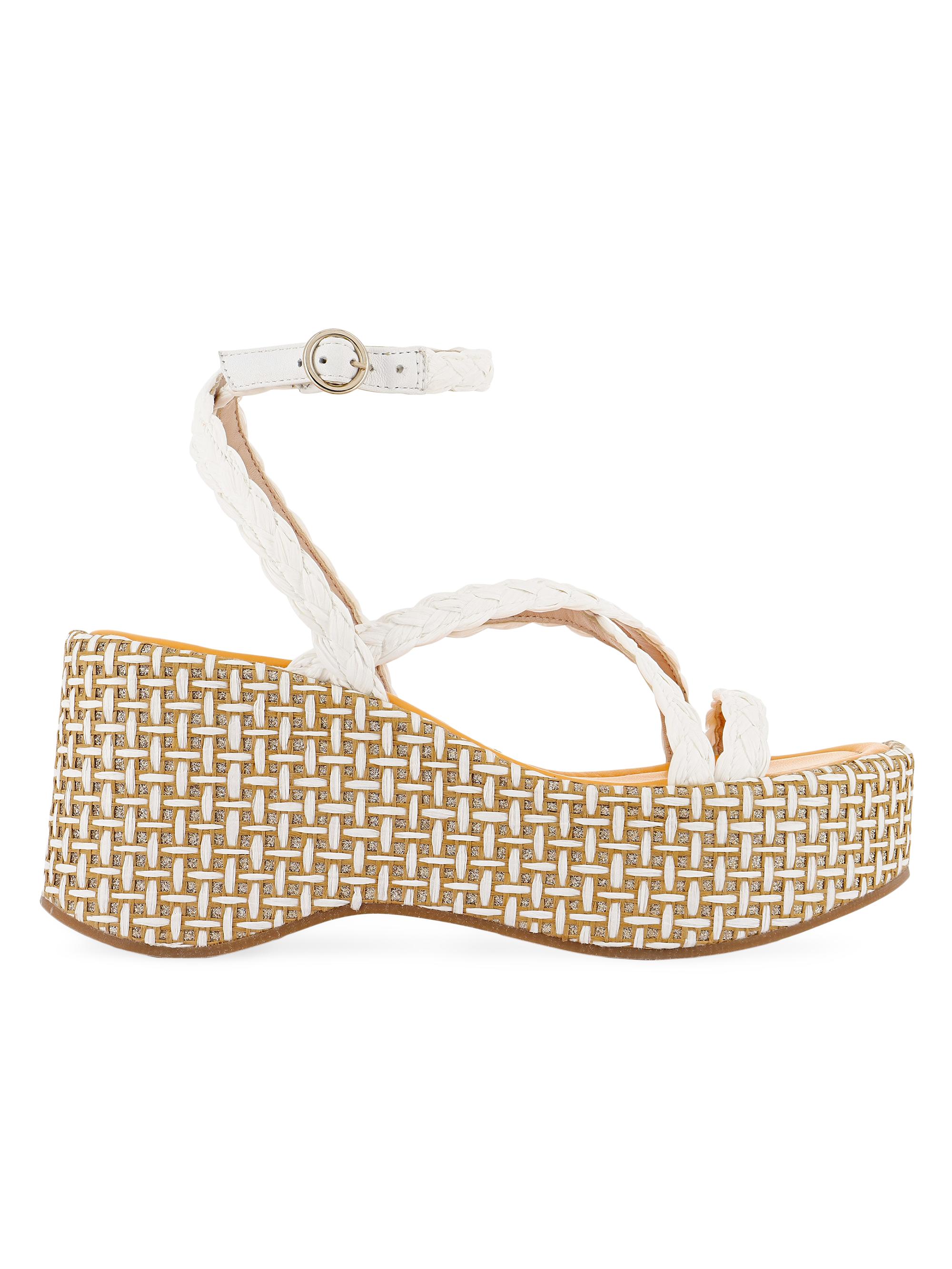 Sophia Webster Women's Miranda Flatform 90MM Raffia Sandals - White Raffia