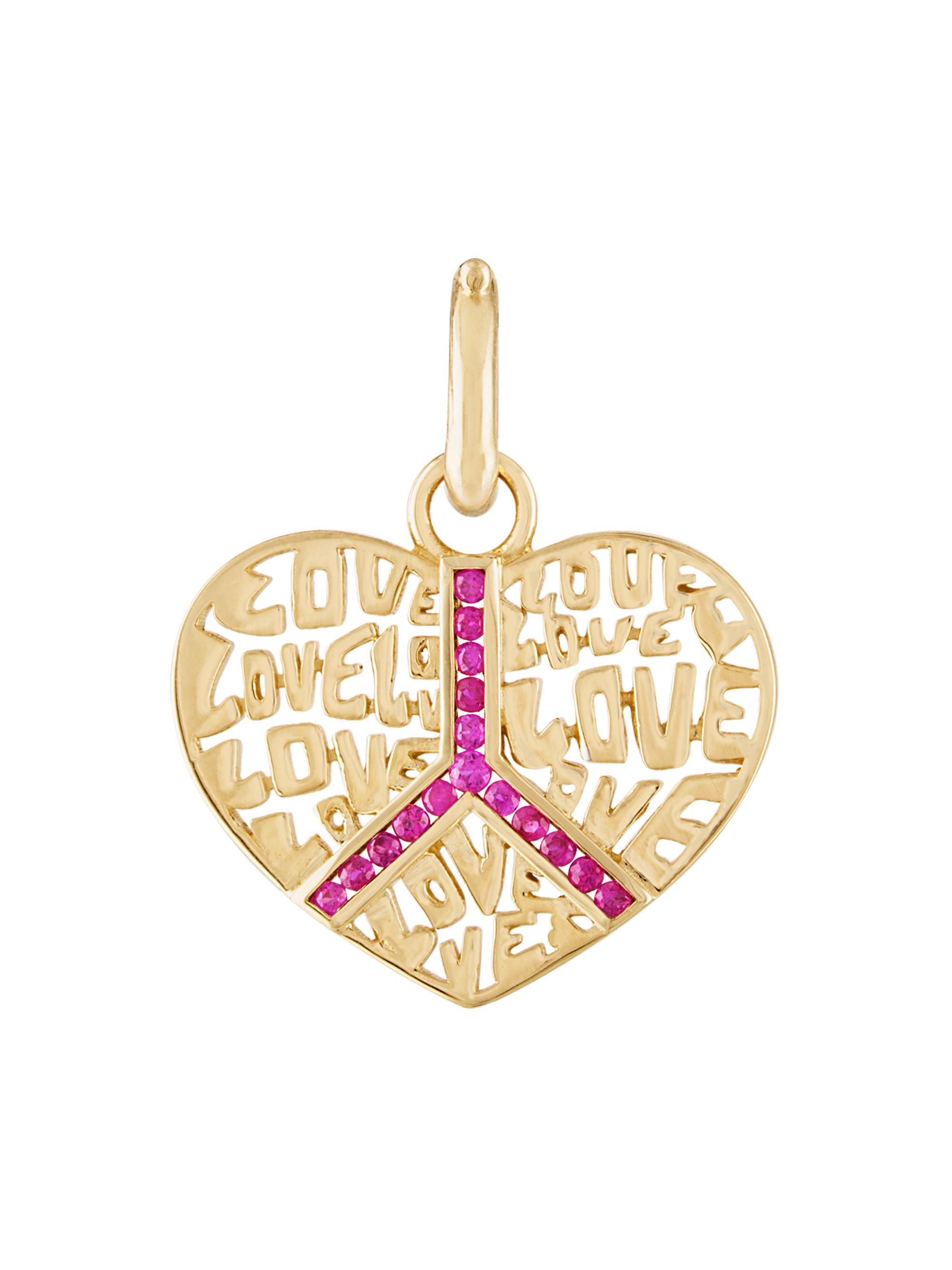 Eden Presley Women's Peace & Love 14K Yellow Gold & Ruby Mantra Pendant - Yellow Gold