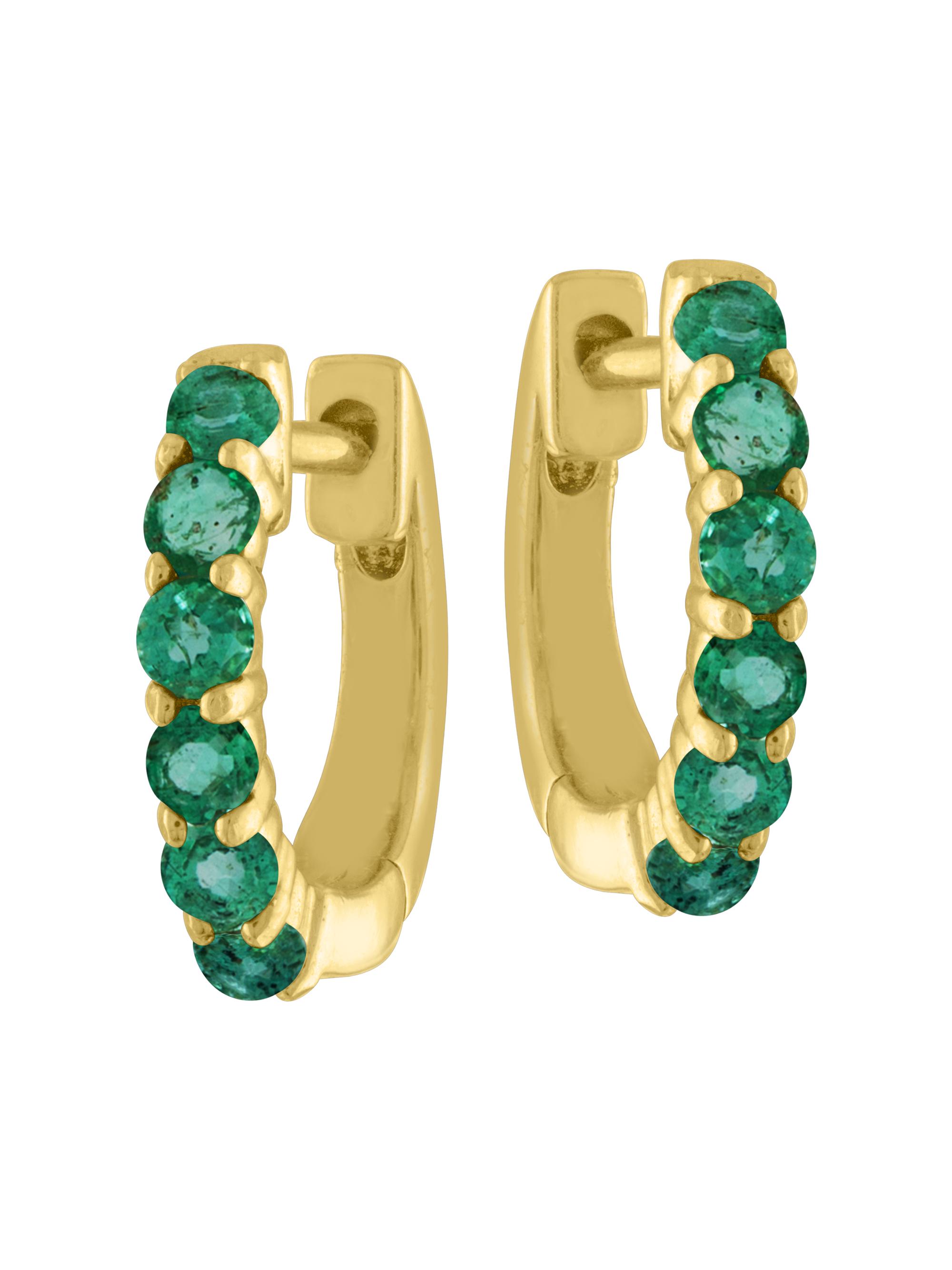Eden Presley Women's 14K Yellow Gold & Emerald Huggie Hoops - Yellow Gold