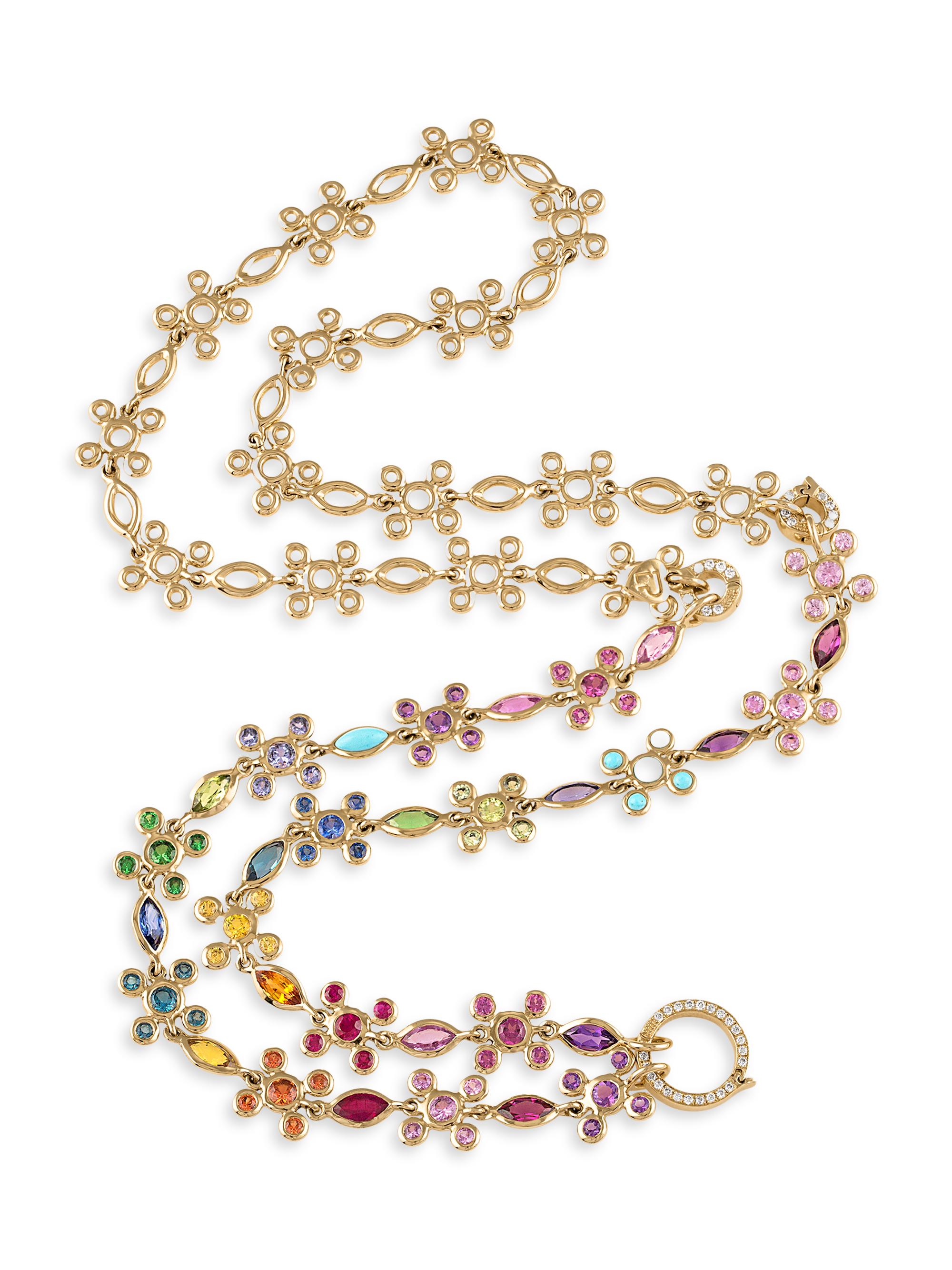 Eden Presley Women's In Sync Transformer 14K Yellow Gold, 0.21 TCW Diamond & Rainbow Sapphire Necklace - Yellow Gold