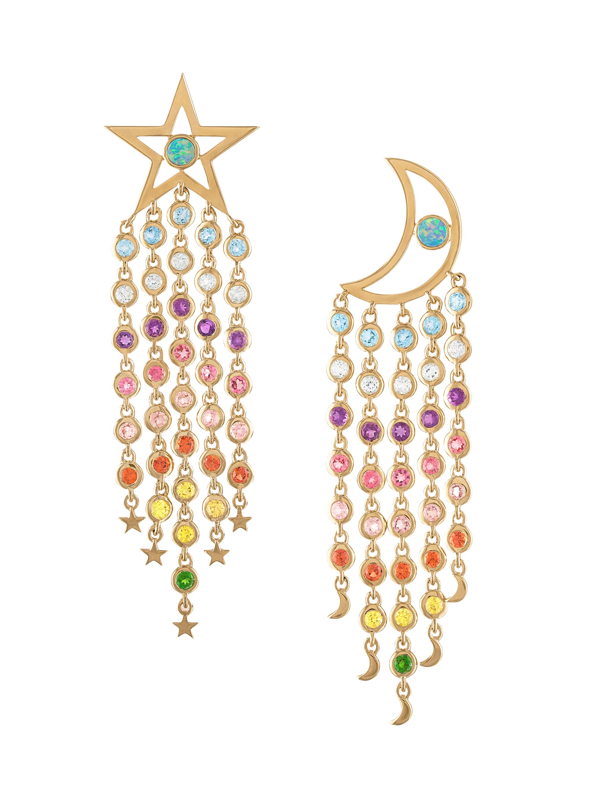 Eden Presley Women's Supernova 14K Yellow Gold, Rainbow Sapphire & 8.44 TCW Diamond Fringe Earrings - Yellow Gold