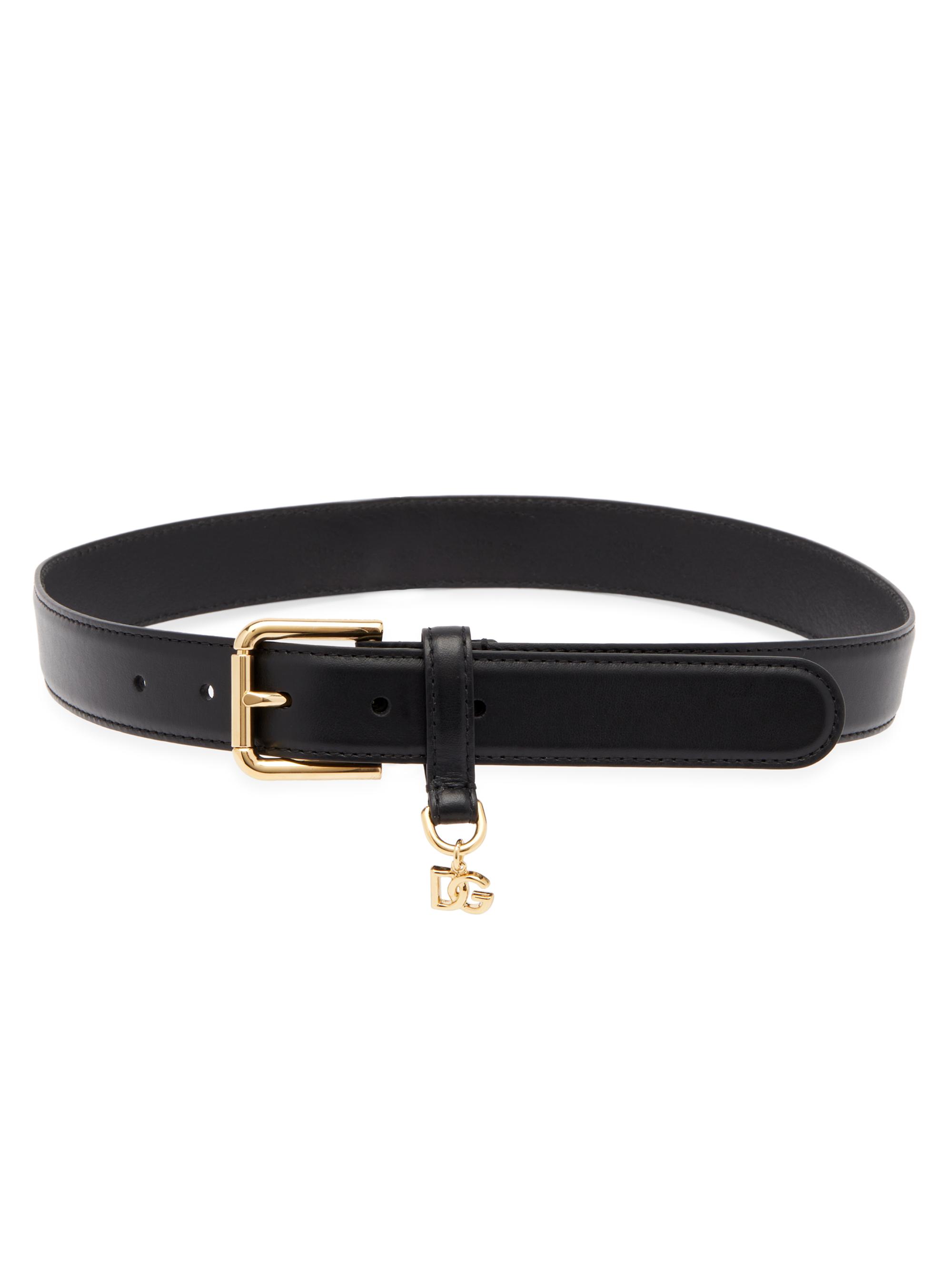 Dolce & Gabbana Women's Leather & Logo-Charm Belt - Nero