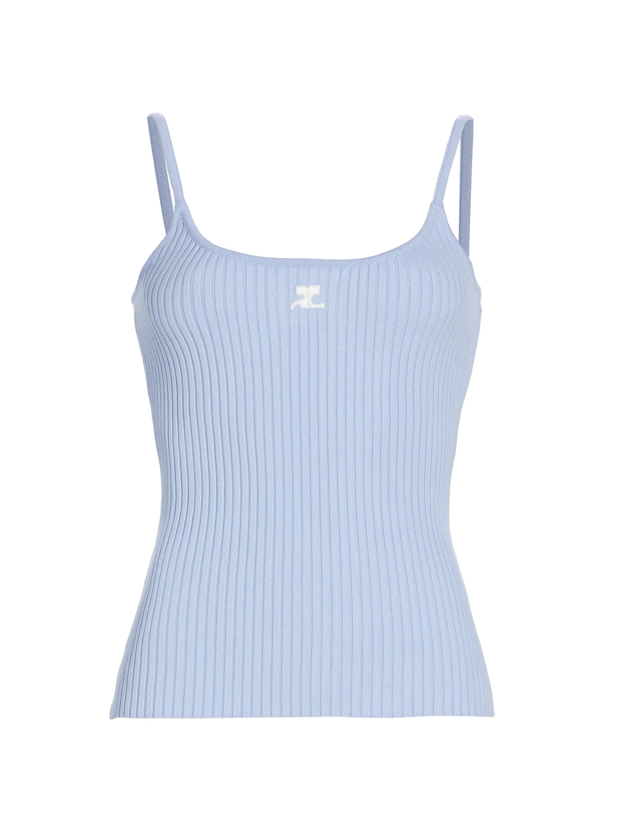 Courreges Women's Embroidered Rib-Knit Camisole - Sky