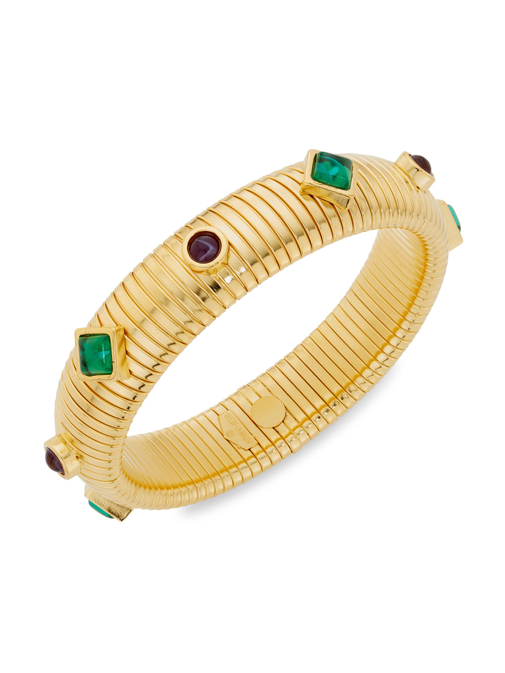 Ben Amun Women's Cleopatra Giza 24K Gold-Plated & Glass Stone Stretch Bracelet - Yellow Gold