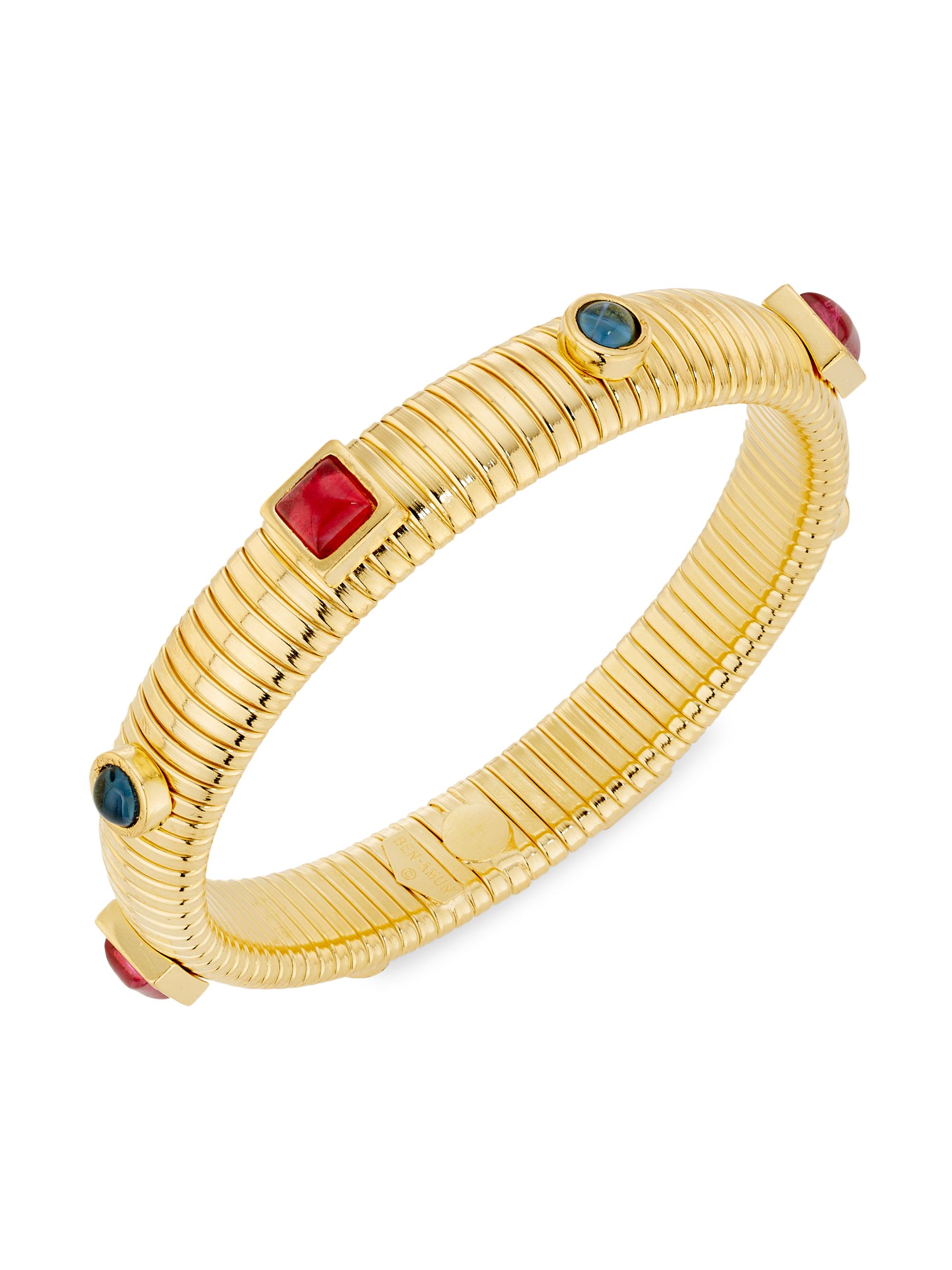 Ben Amun Women's Cleopatra Minya 24K Gold-Plated & Glass Stone Stretch Bracelet - Yellow Gold