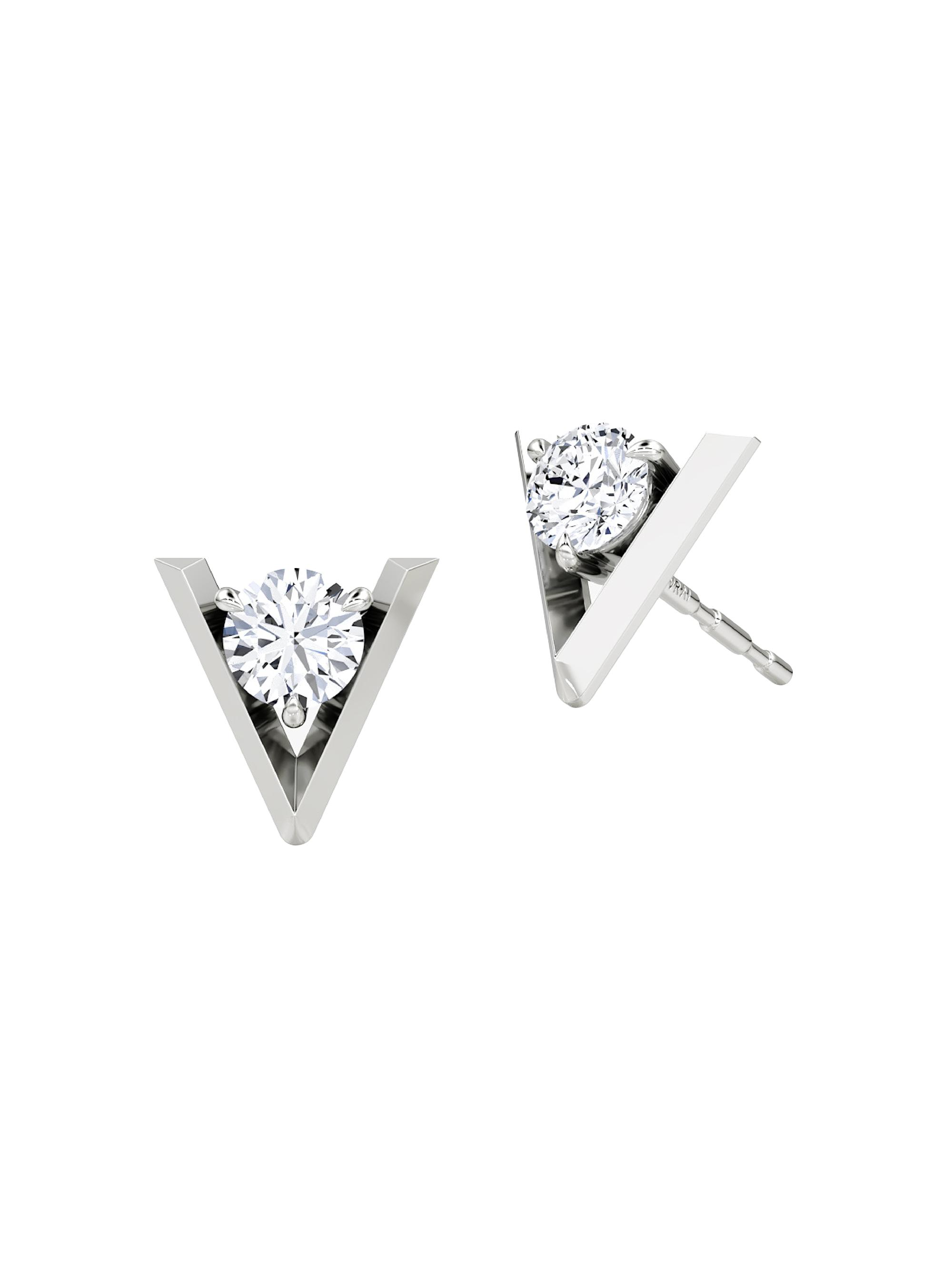 VRAI Women's  V 14K White Gold & Lab-Grown Diamond Stud Earrings - 1 Tcw