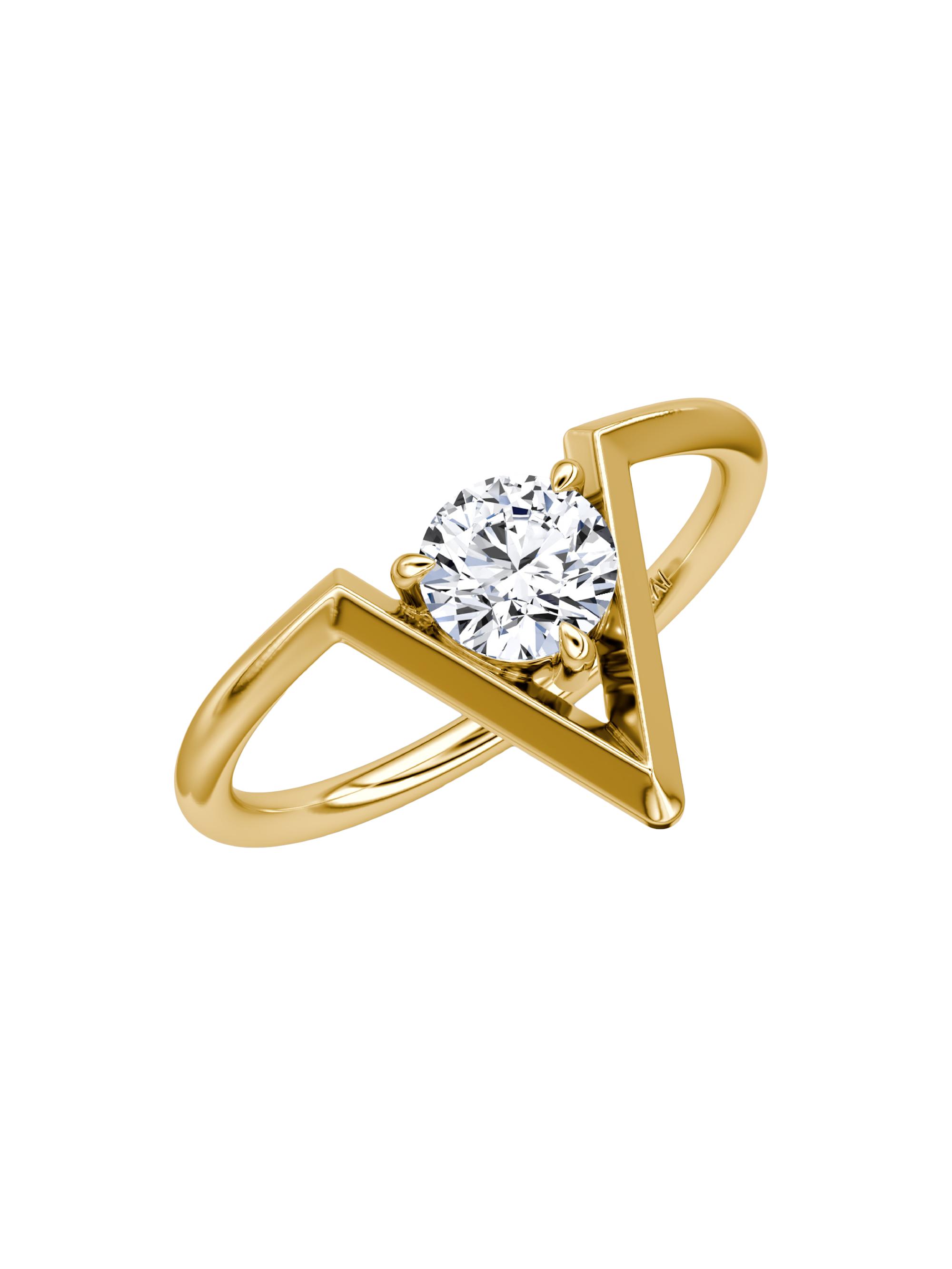 VRAI Women's  V 14K Yellow Gold & Lab-Grown Diamond Ring - 0.5 Tcw