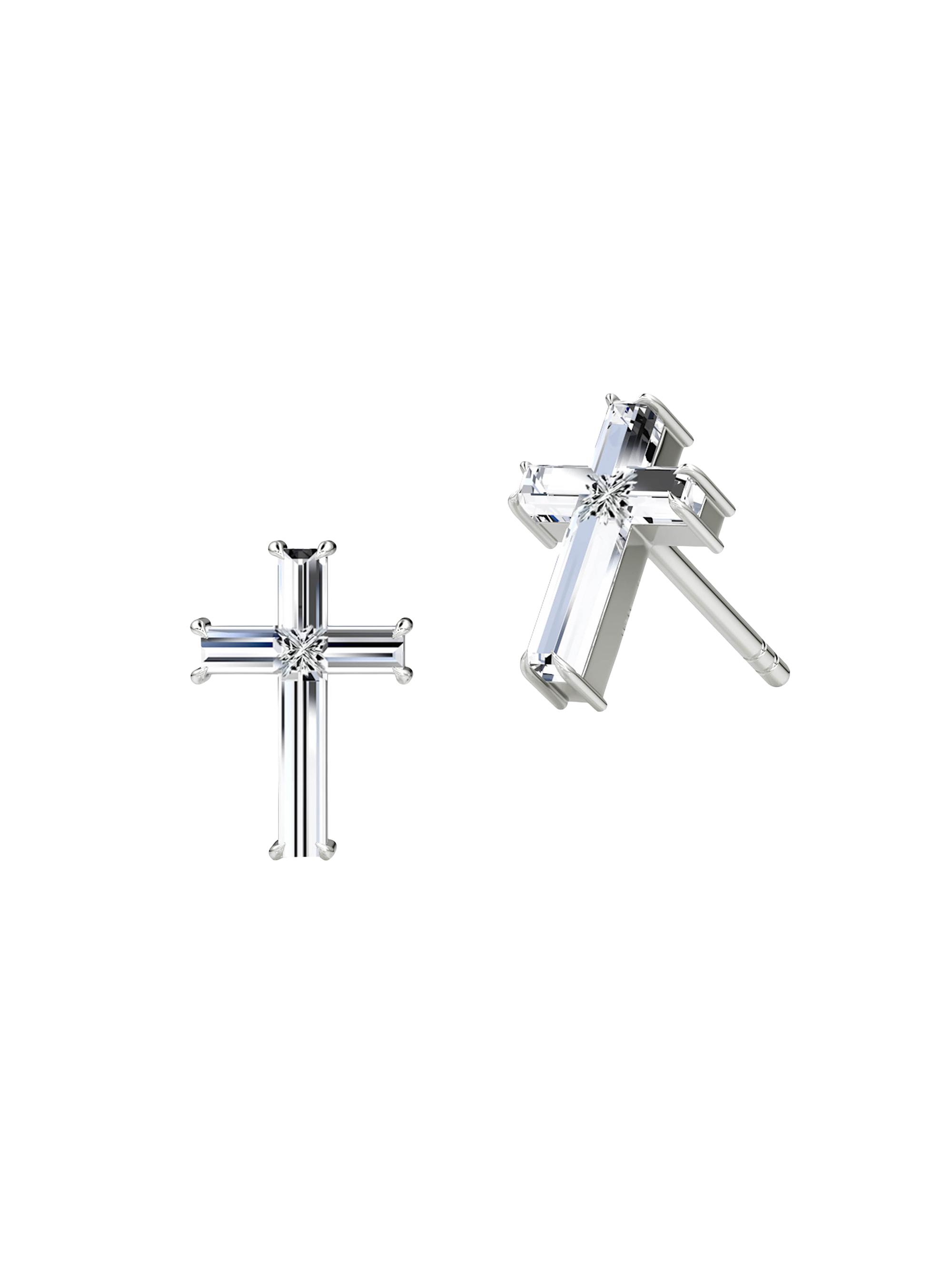 VRAI Women's Solitaire Cross Jewelry 14K White Gold & 1.60 TCW Lab-Grown Diamond Cross Stud Earrings - White Gold