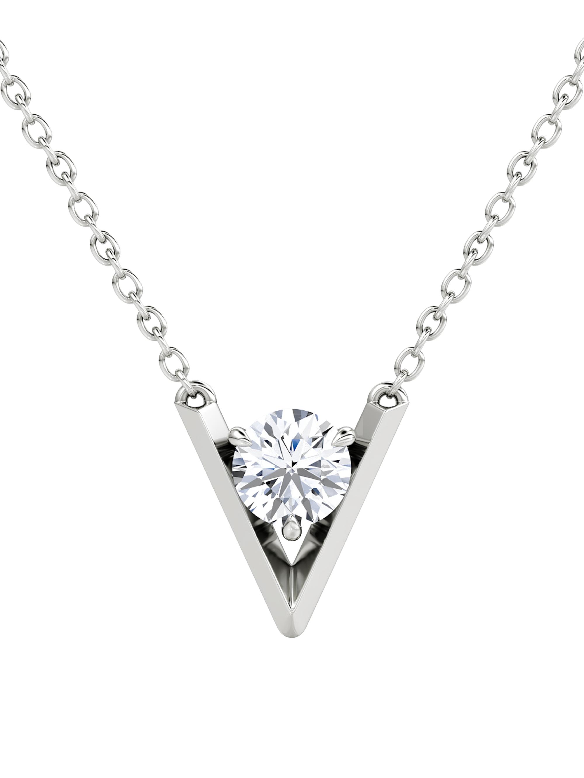 VRAI Women's  V 14K White Gold & 0.50 TCW Lab-Grown Diamond Pendant Necklace - White Gold