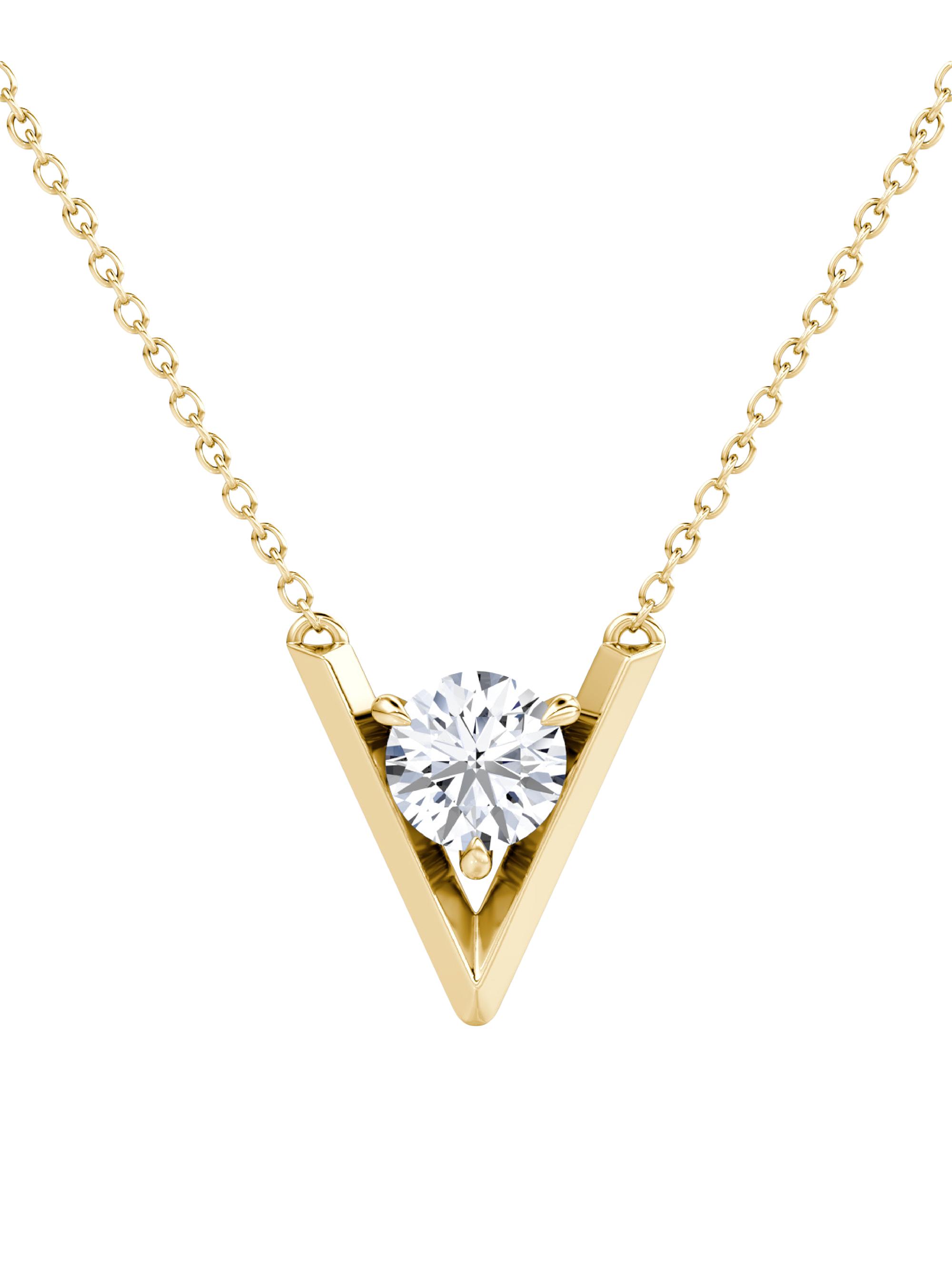 VRAI Women's  V 14K Yellow Gold & Lab-Grown Diamond Pendant Necklace - 0.5 Tcw