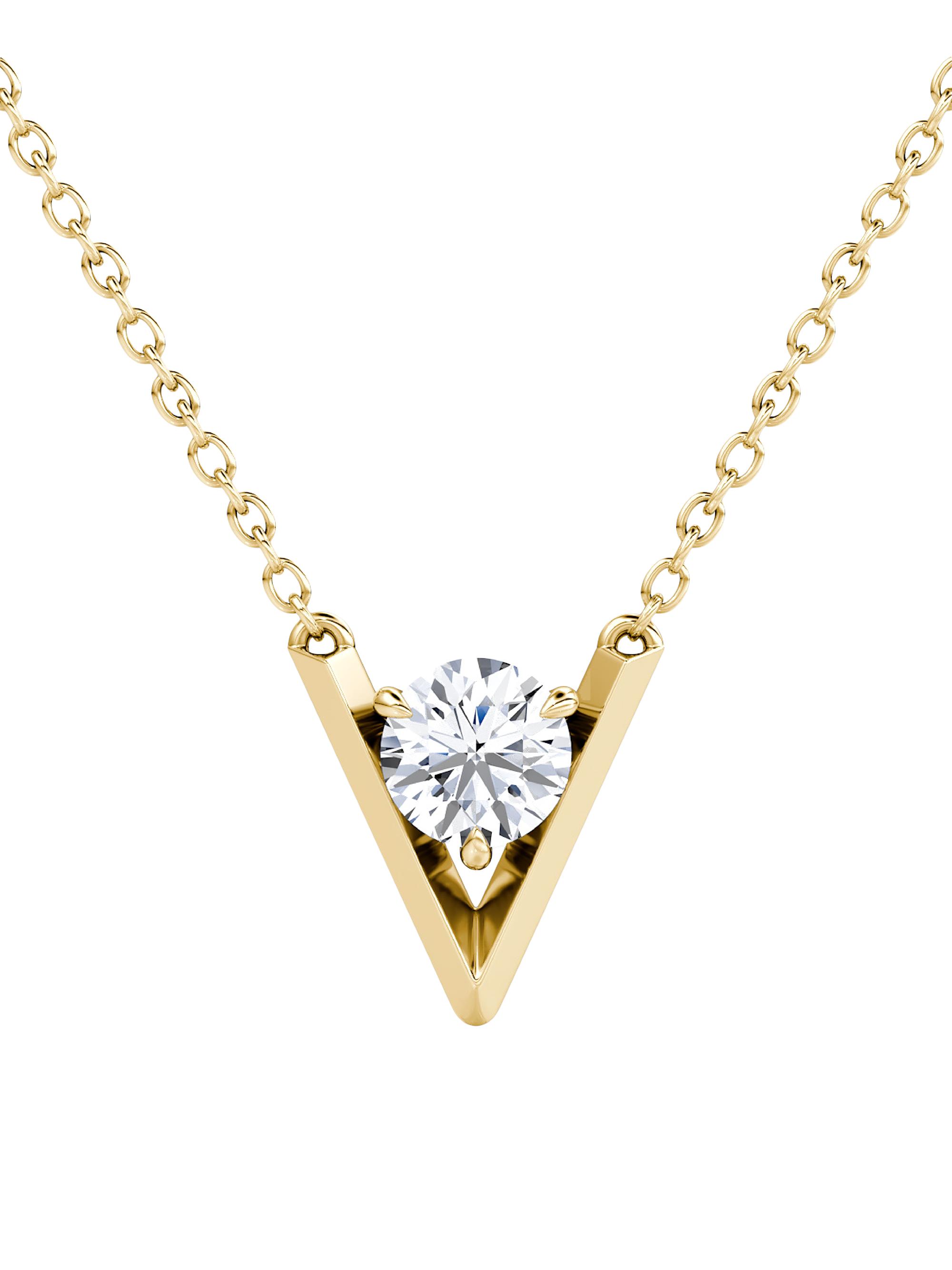 VRAI Women's  V 14K Yellow Gold & 0.50 TCW Lab-Grown Diamond Pendant Necklace - Yellow Gold