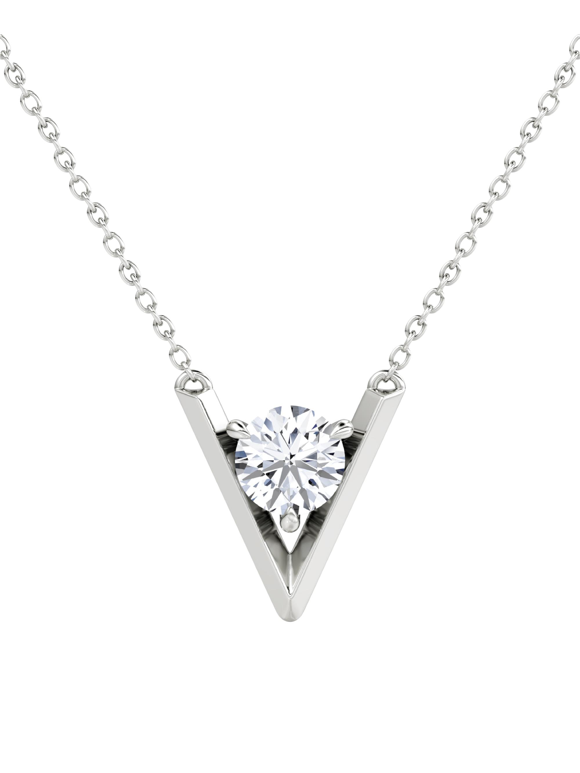 VRAI Women's  V 14K White Gold & Lab-Grown Diamond Pendant Necklace - 0.5 Tcw