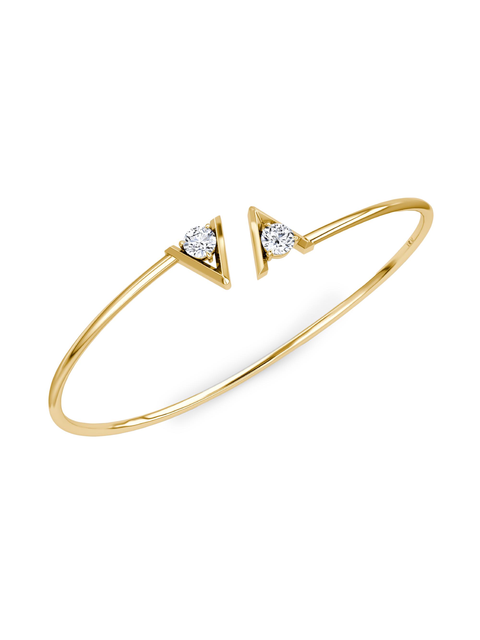 VRAI Women's  V 14K Yellow Gold & 0.50 TCW Lab-Grown Diamond Bangle - Yellow Gold
