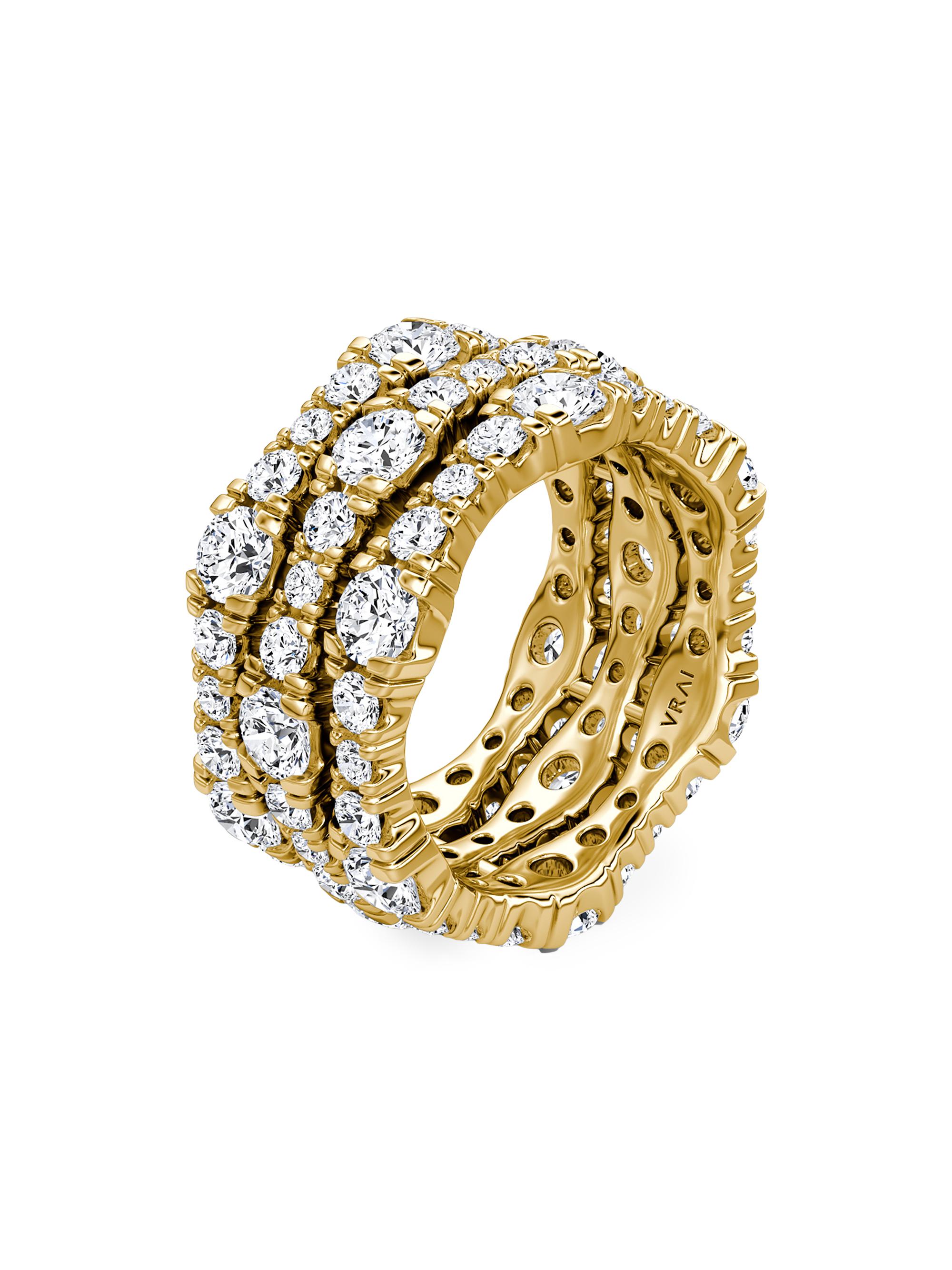 VRAI Women's 14K Yellow Gold & 4.65 TCW Lab-Grown Diamond Triple-Band Ring - Yellow Gold