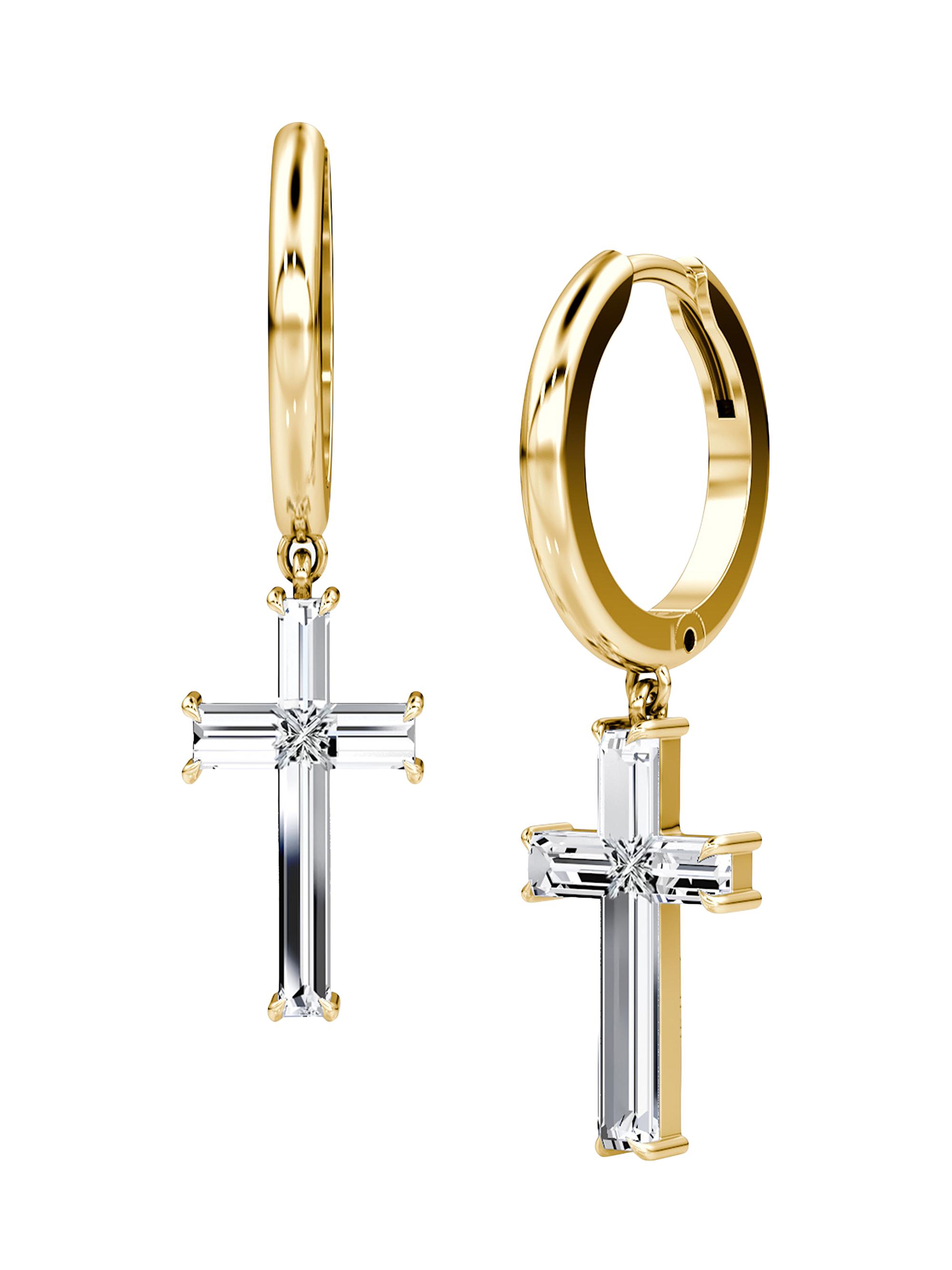 VRAI Solitaire Cross Jewelry 14K Yellow Gold TCW Lab