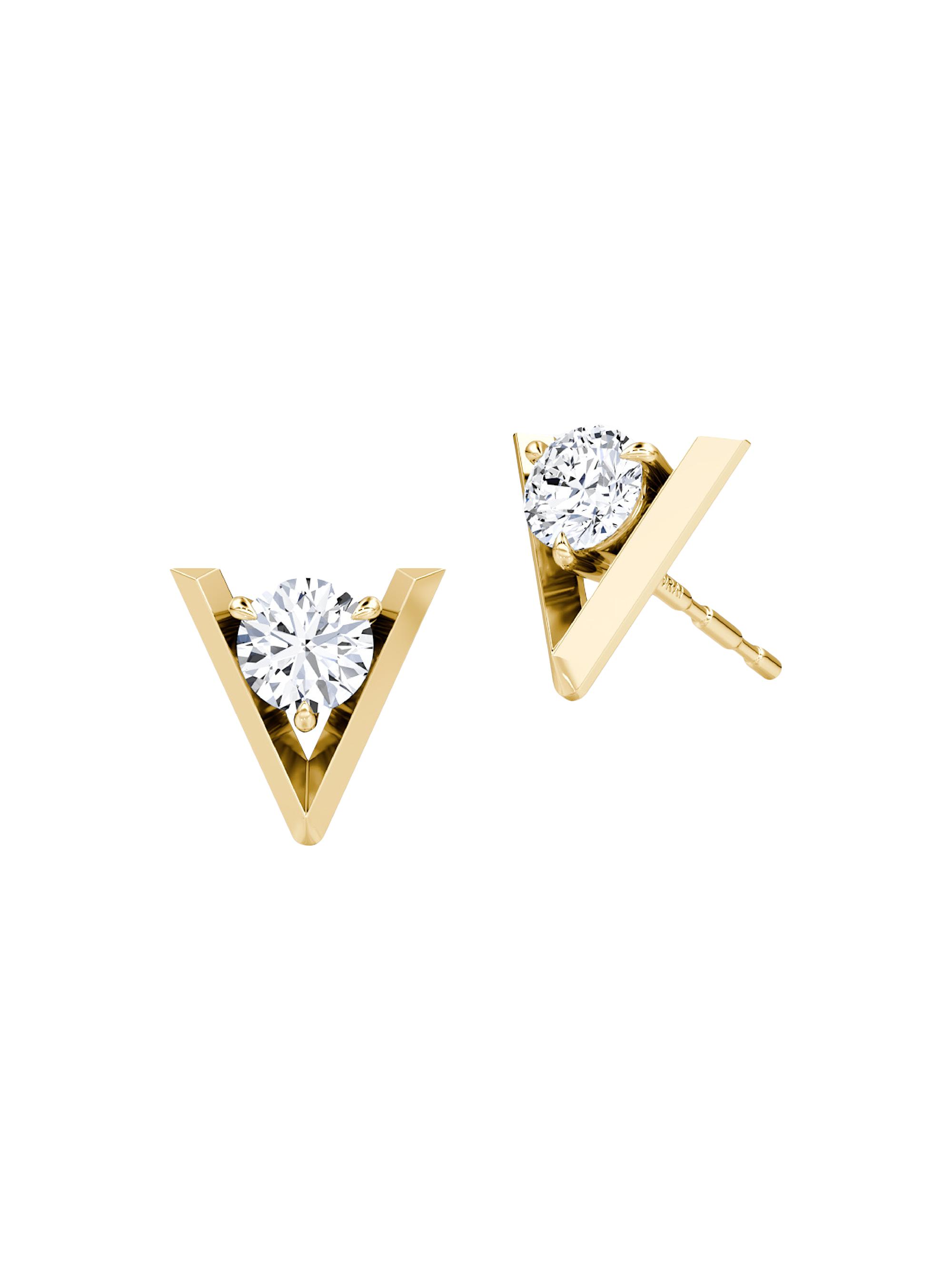 VRAI Women's  V 14K Yellow Gold & Lab-Grown Diamond Stud Earrings - 1 Tcw