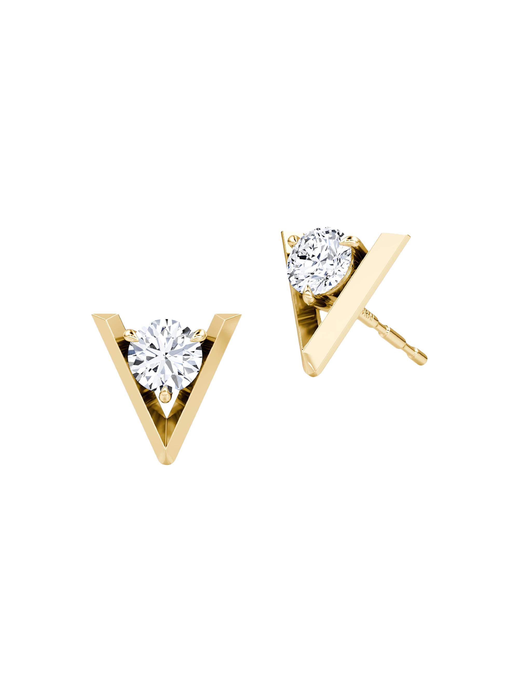 VRAI Women's  V 14K Yellow Gold & 0.5 TCW Lab-Grown Diamond Stud Earrings - Yellow Gold