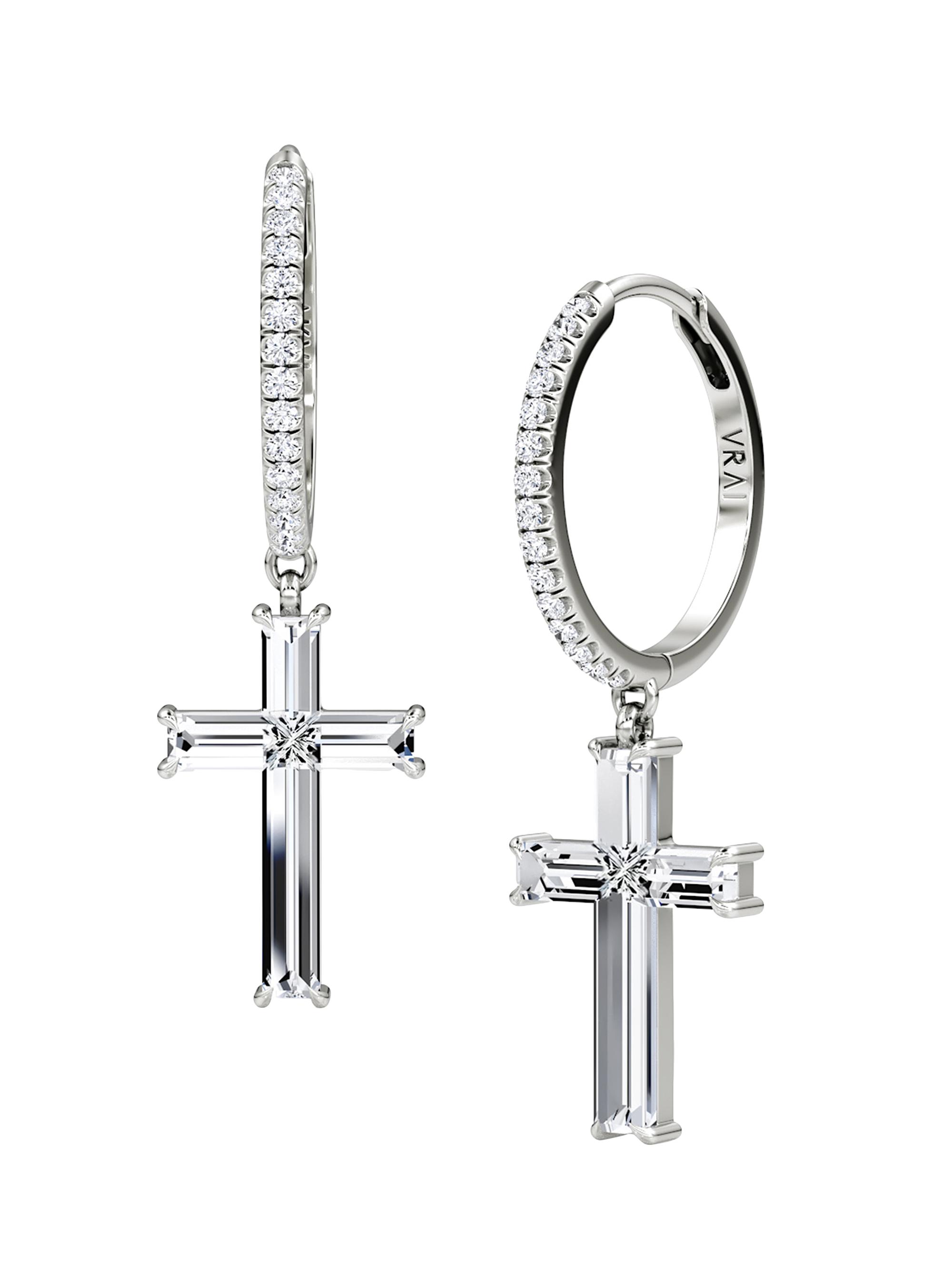 VRAI Women's Solitaire Cross Jewelry 14K White Gold & 1.8 0TCW Lab-Grown Diamond Drop Earrings - White Gold
