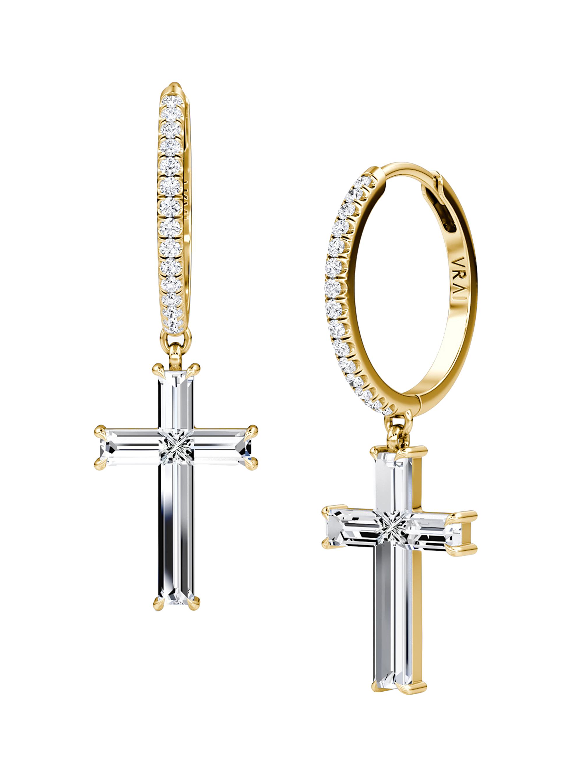 VRAI Women's Solitaire Cross Jewelry 14K Yellow Gold & 1.80 TCW Lab-Grown Diamond Drop Earrings - Yellow Gold