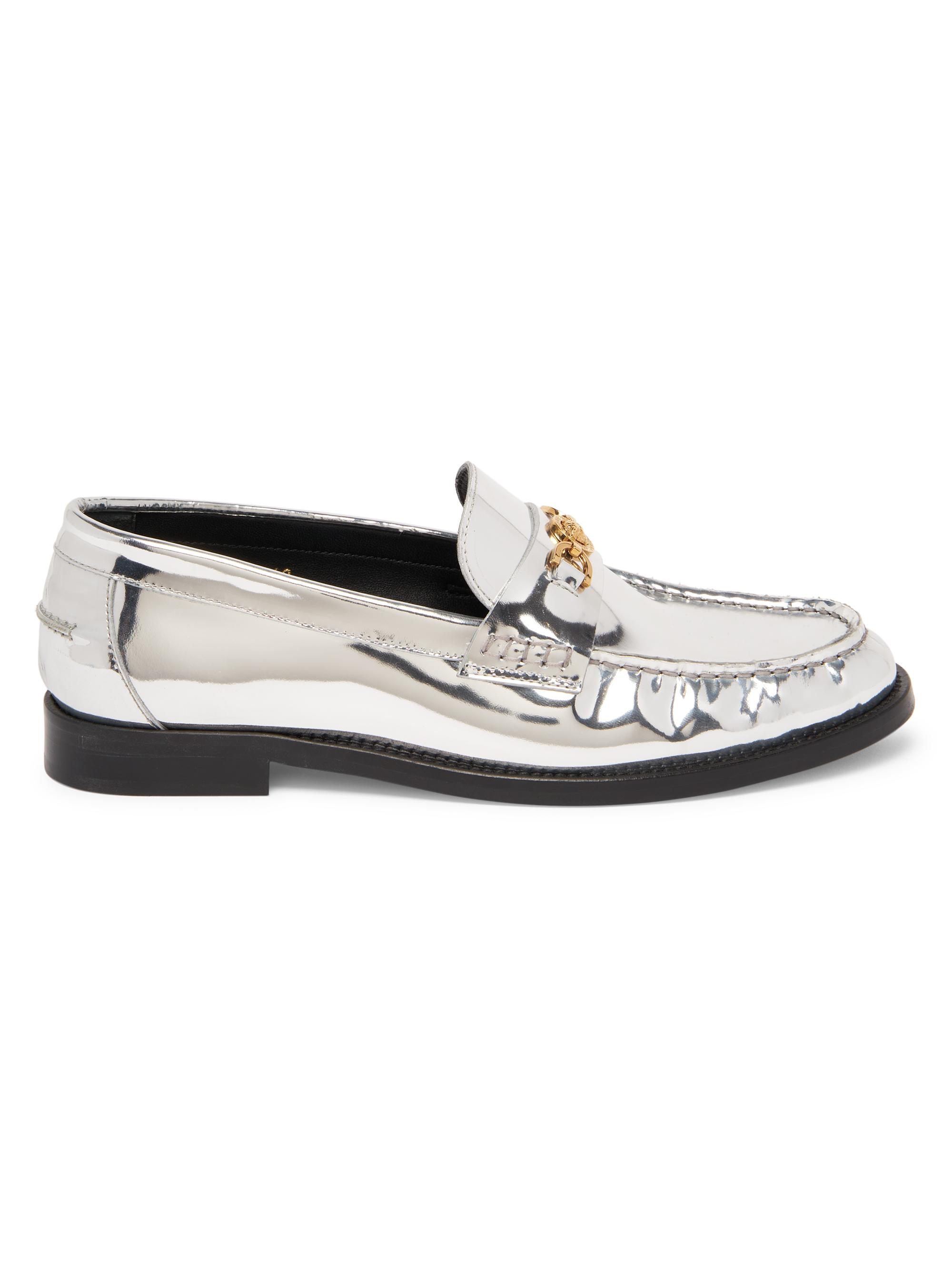 Versace Women's T.20 Leather Loafers - Silver