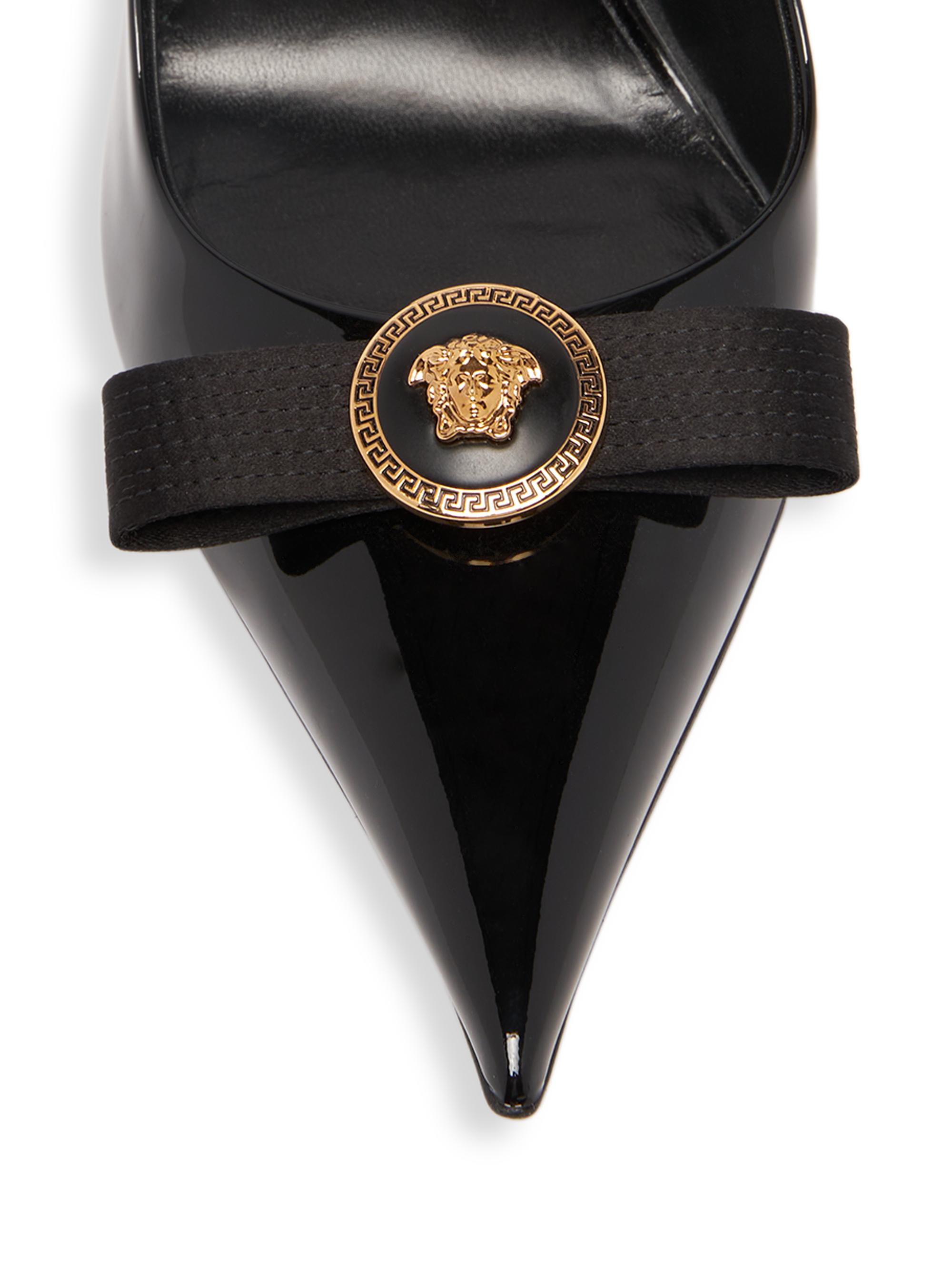 Versace 110MM Patent Leather Slingback Pumps | Saks Fifth Avenue