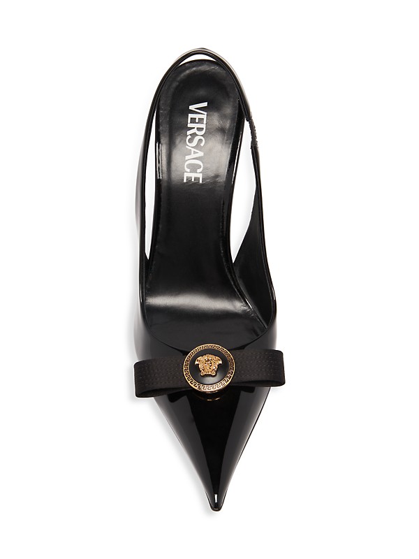 Shop Versace 110MM Patent Leather Slingback Pumps | Saks Shop Versace 110MM Patent Leather Slingback Pumps | Saks