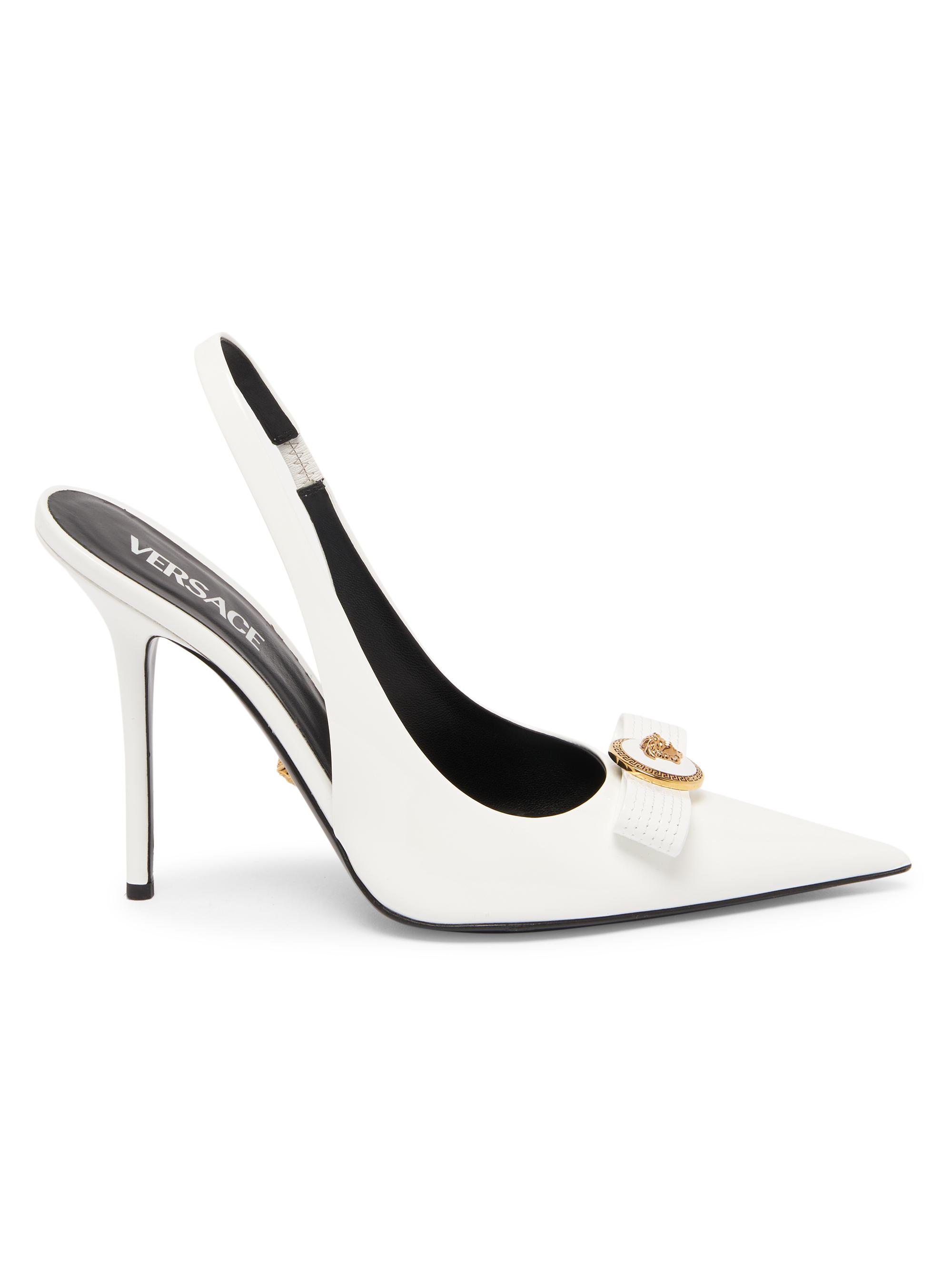 Versace Women's  Slingback Patent Leather Pumps - White