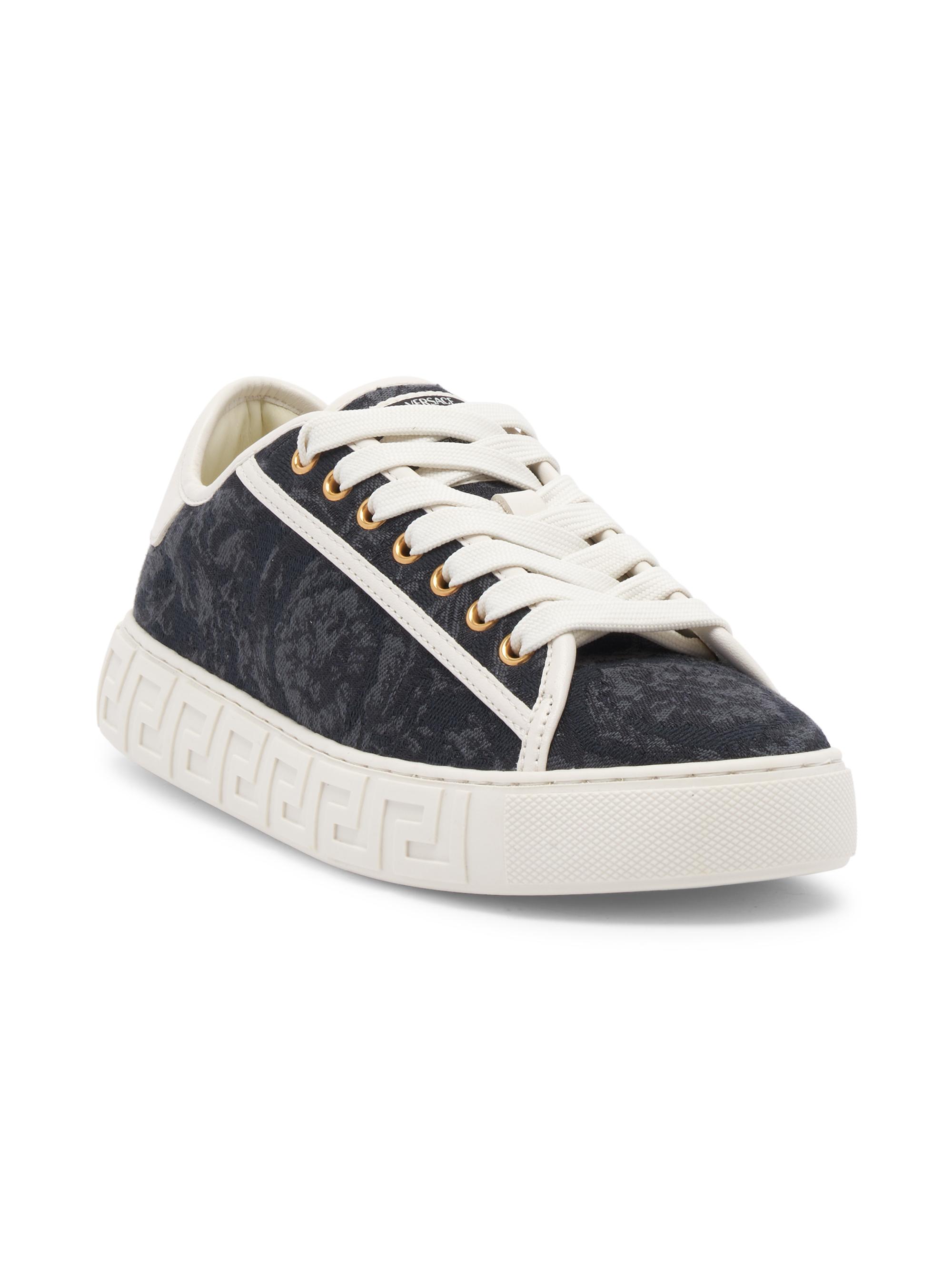 Jacquard Leather-Trimmed Sneakers