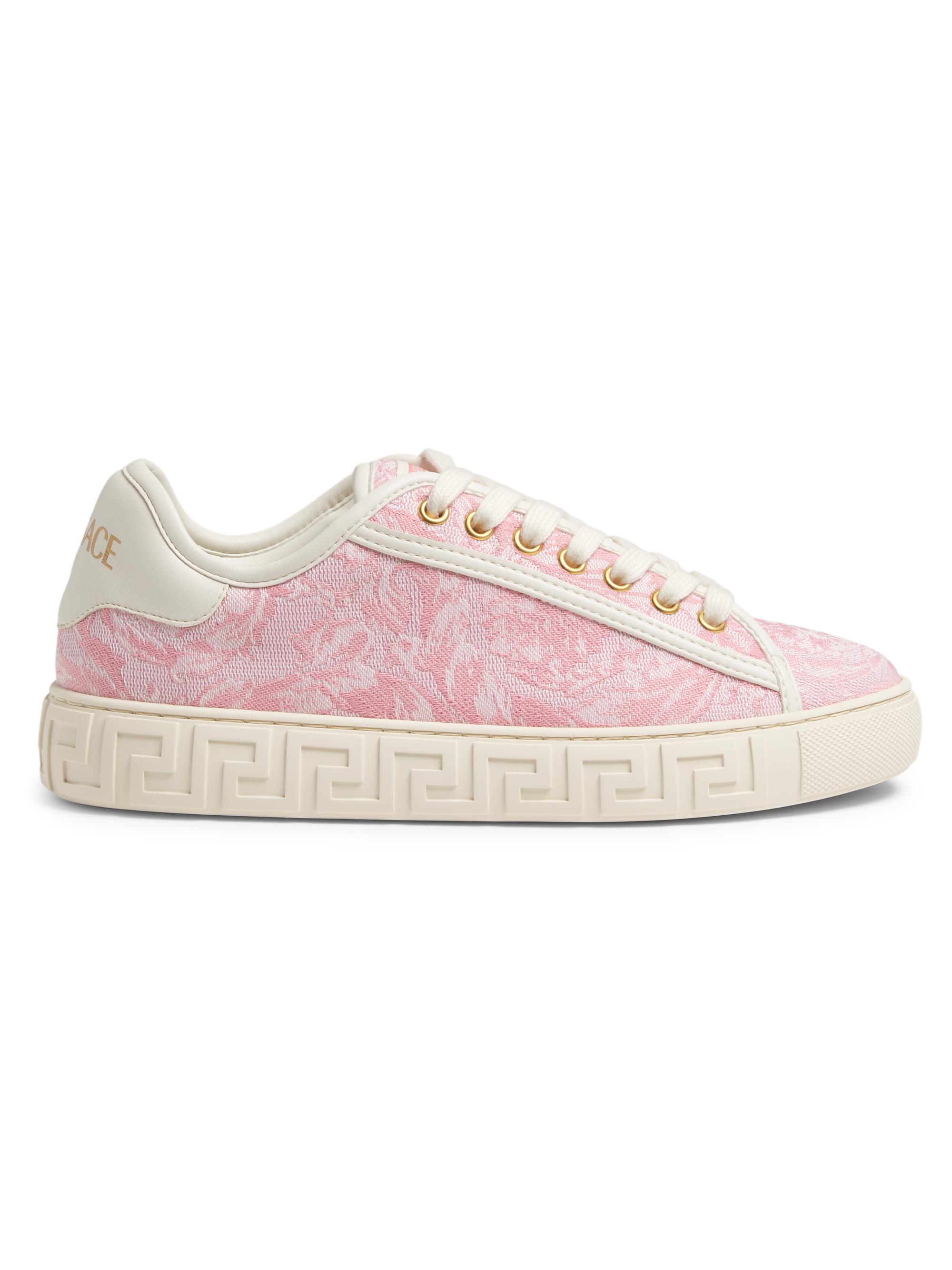 Versace Women's Jacquard Leather-Trimmed Sneakers - Pale Pink
