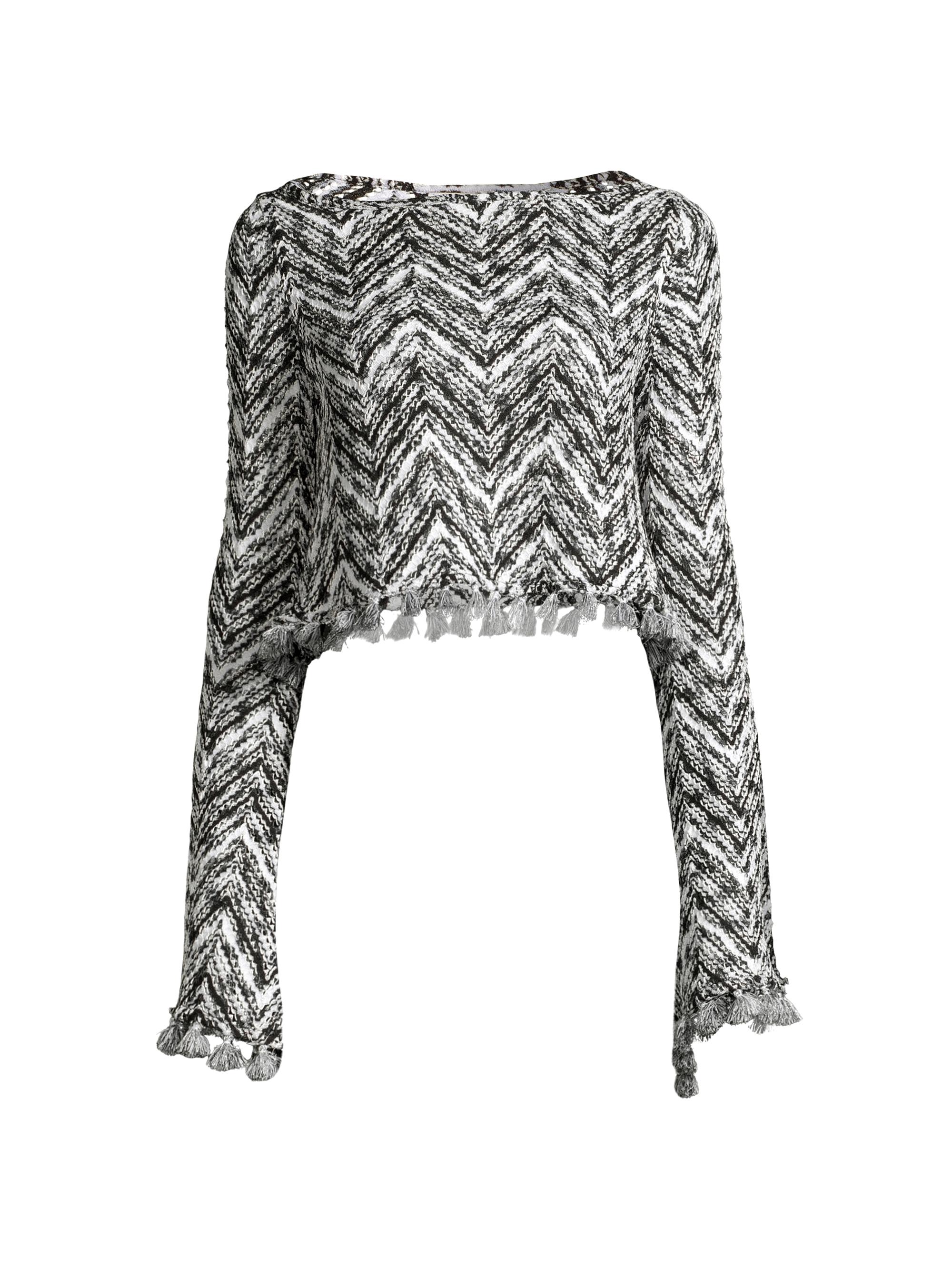 Ramy Brook Women's Kaiya Spacedye Chevron Top - Black Spacedye Chevron Knit