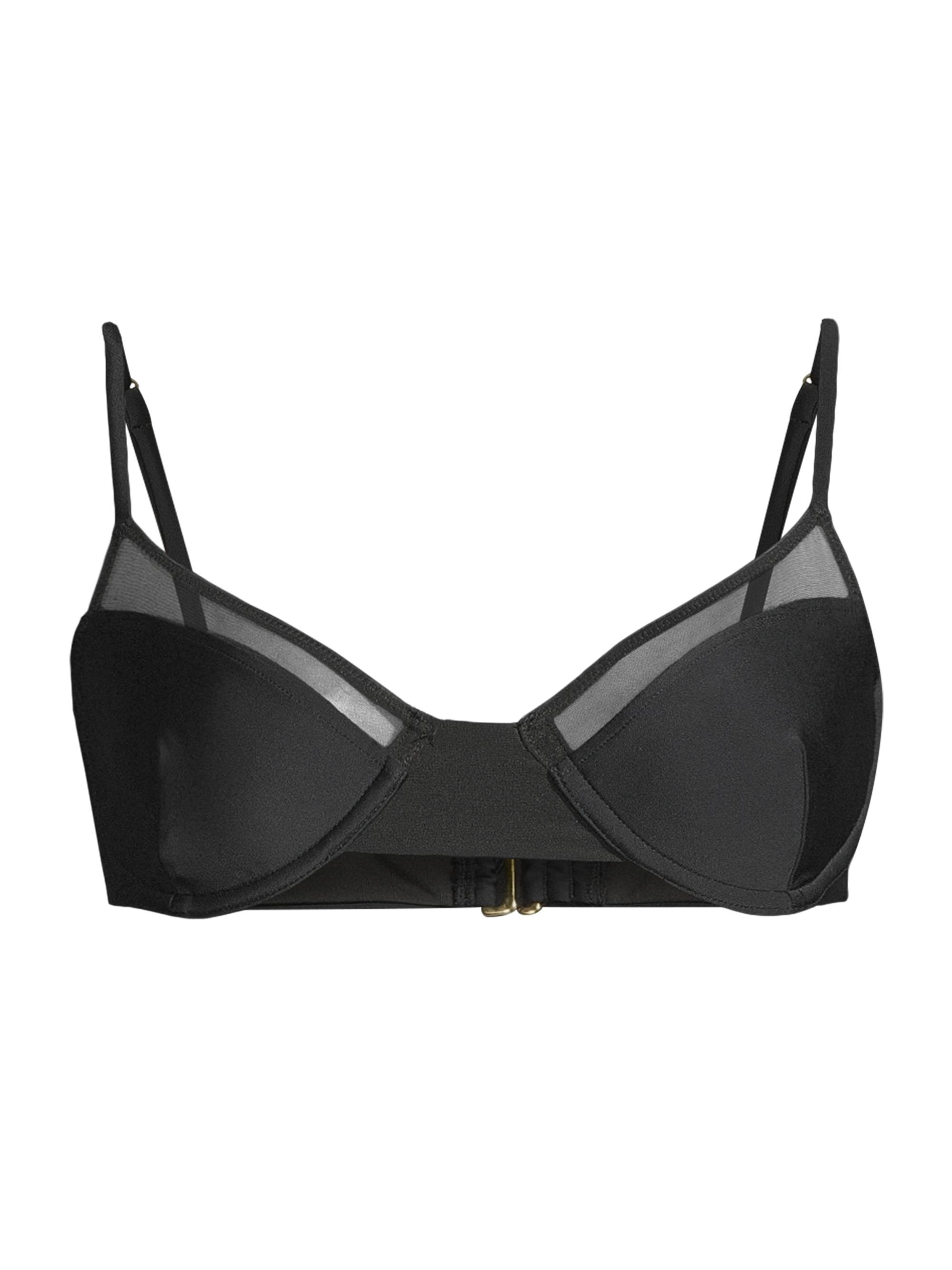 Ramy Brook Women's Kai Mesh-Trimmed Underwire Bikini Top - Black