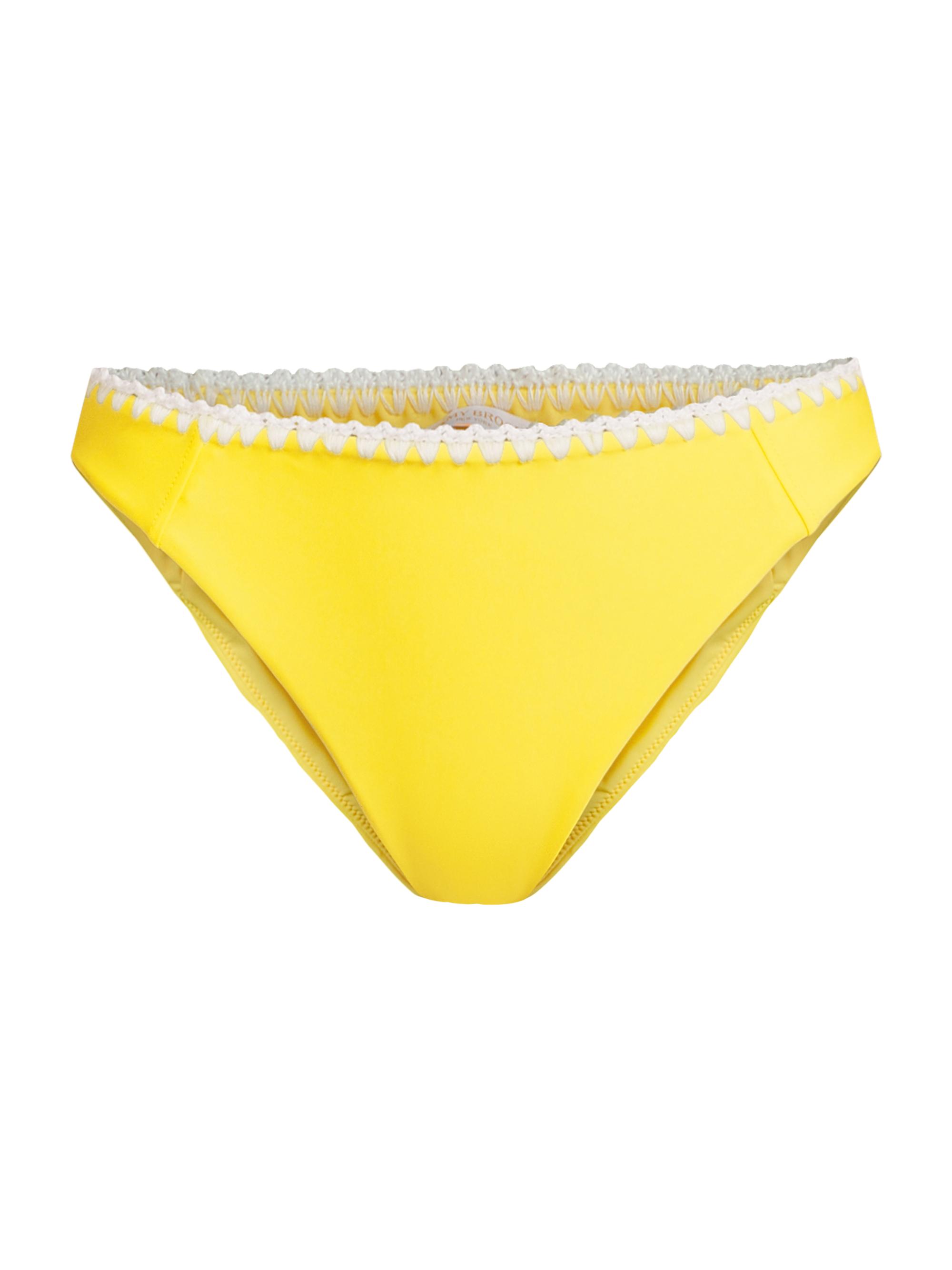 Ramy Brook Women's Iliana Crochet-Trimmed Bikini Bottom - Lemon Drop White Crochet