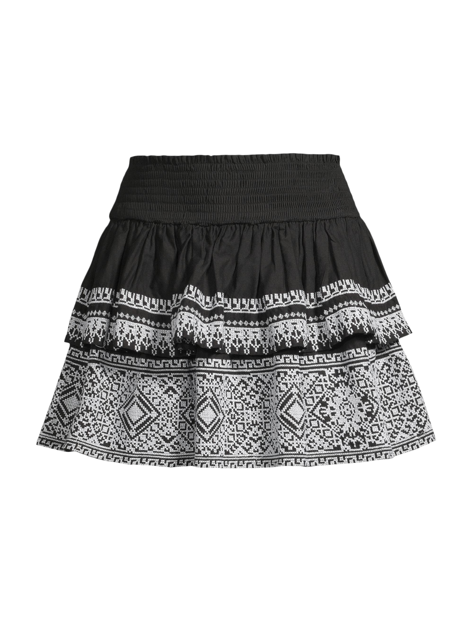 Ramy Brook Women's Loretta Embroidered Cotton Flare Miniskirt - Black White Multi Embroidered