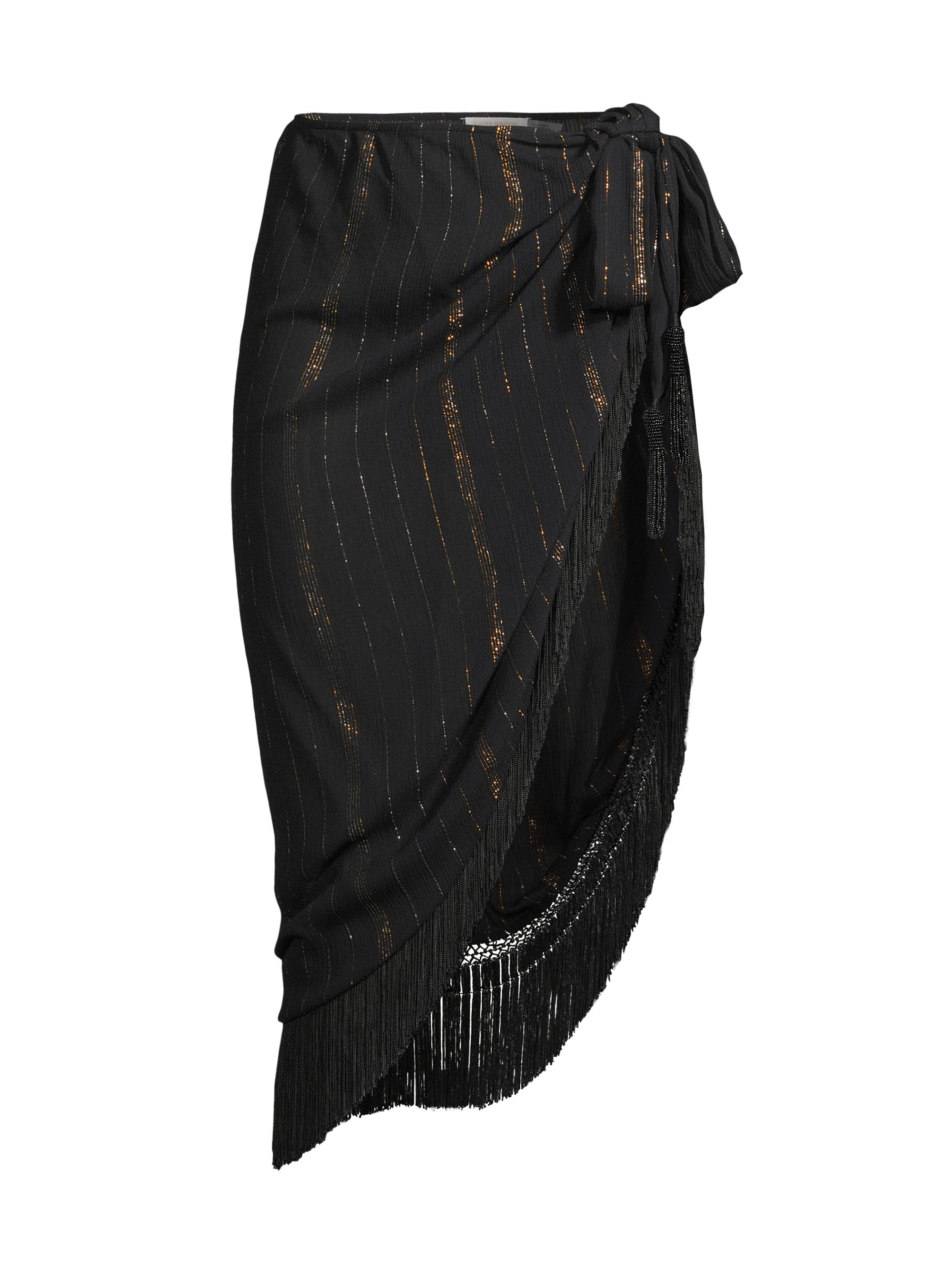 Ramy Brook Women's Luna Metallic Stripe Pareo - Black Subtle Lurex Gauze