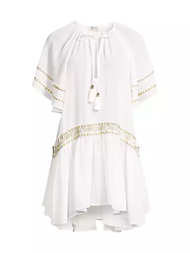 Whitley Floral-Embroidered Cover-Up Dress