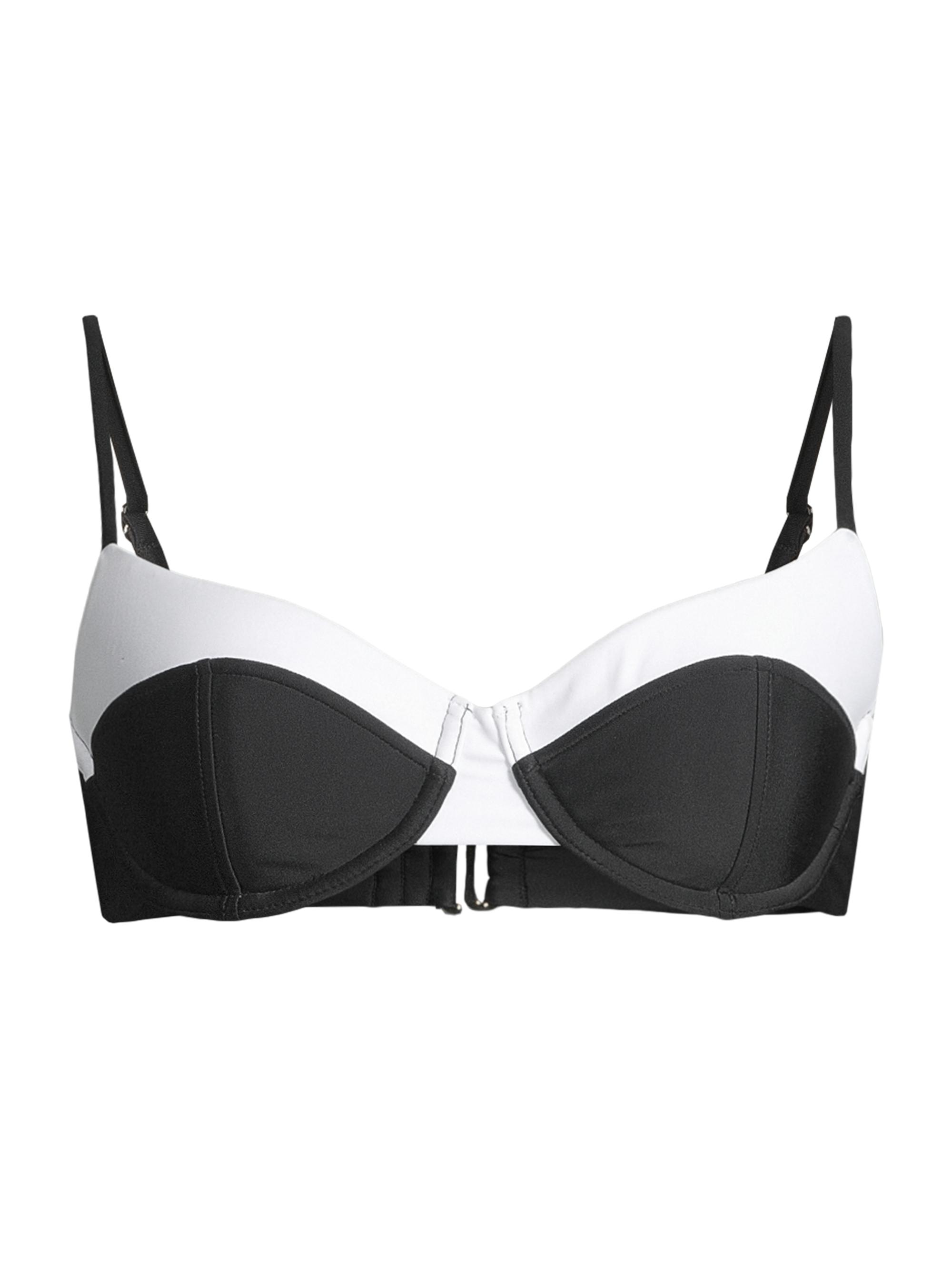 Ramy Brook Women's Kynlee Two-Tone Balconette Bikini Top - Black White Colorblock