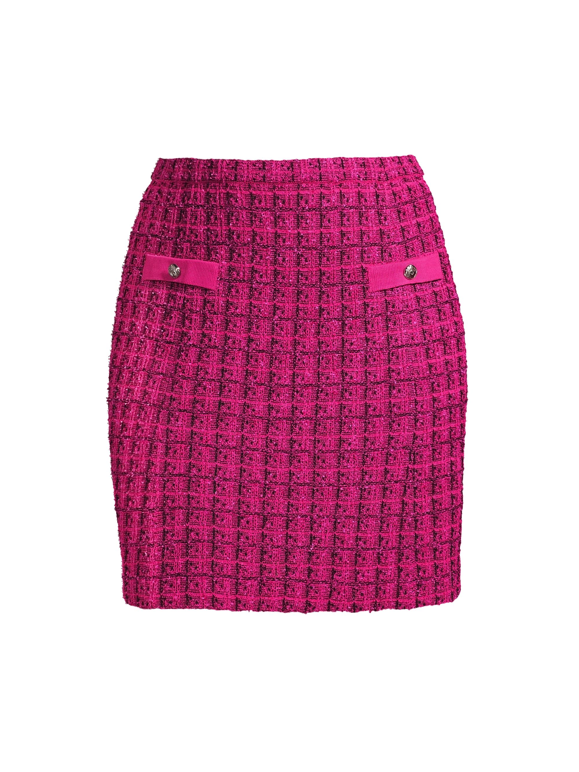 Ming Wang Women's Tweed Check Knit Miniskirt - Mulberry Black