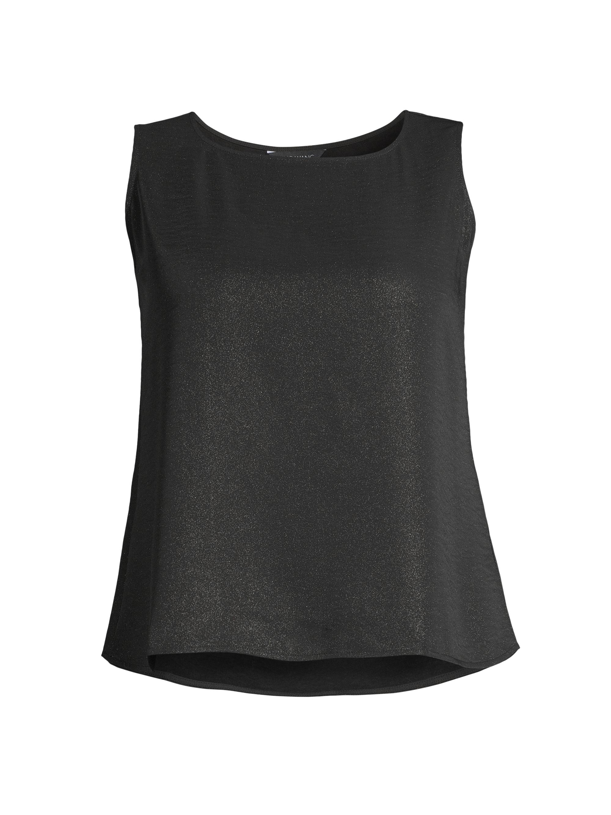 Ming Wang Women's Plus Size Shimmer Mid-Length Tank - Black Silver