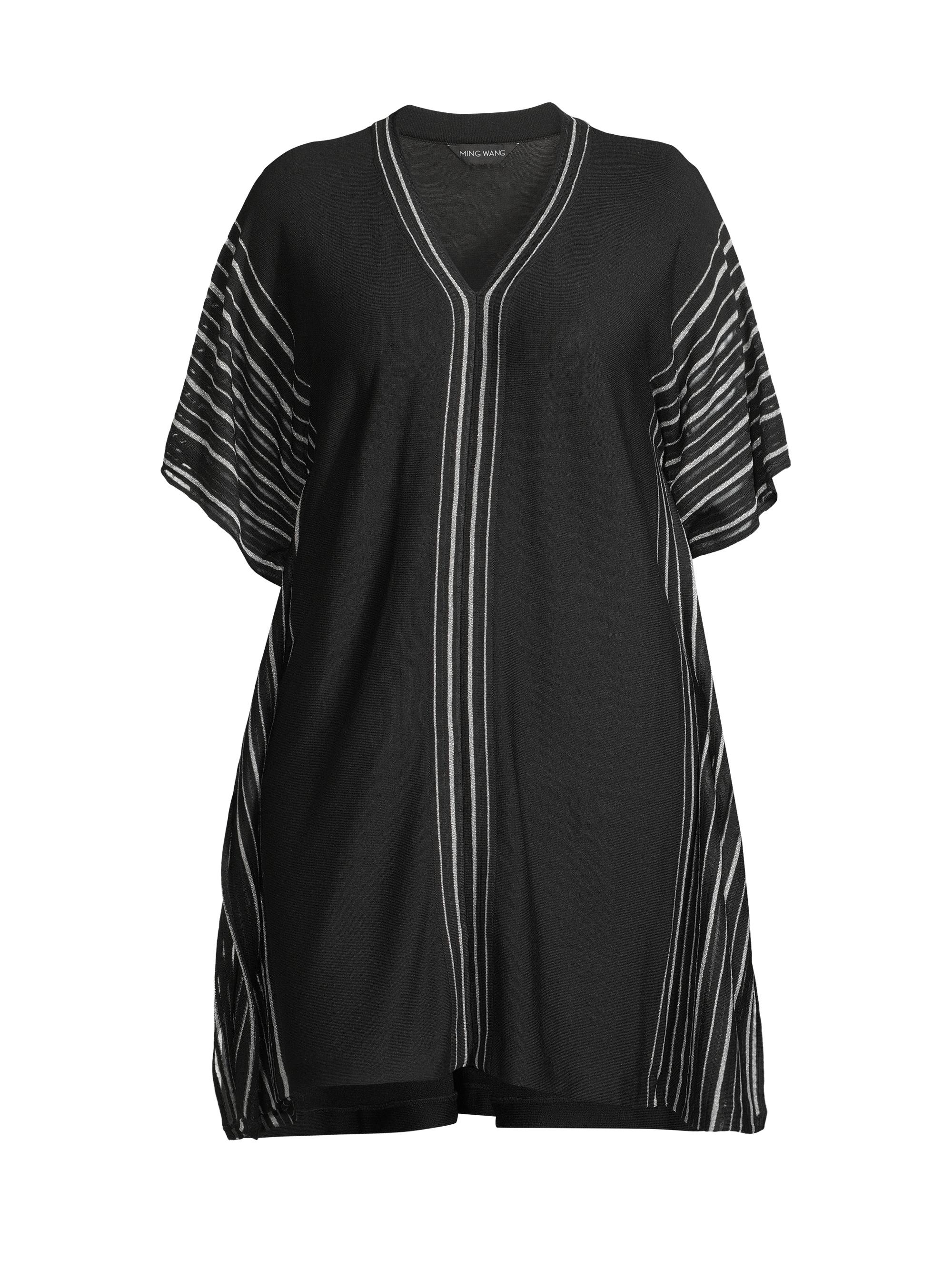 Ming Wang Women's Knit Shimmering Striped Dress - Black Silver