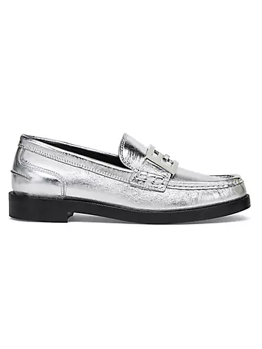 Baguette Metallic Leather Loafers