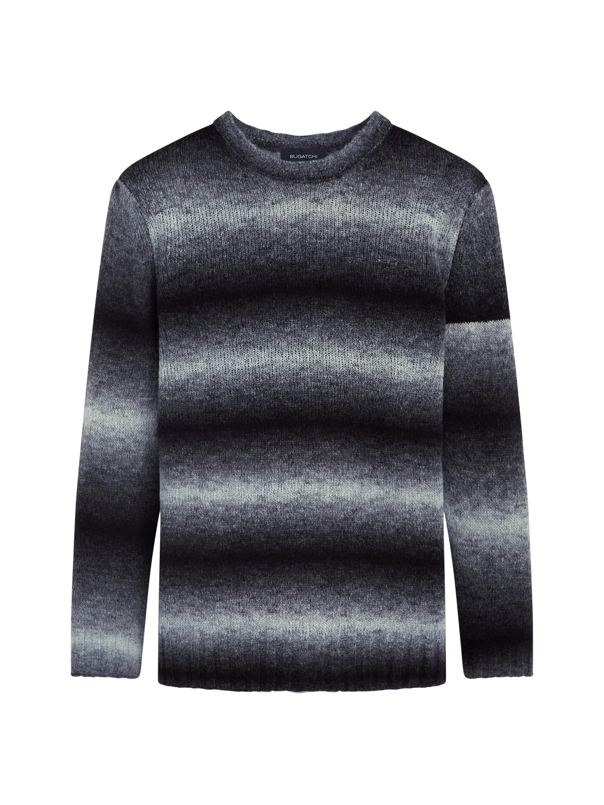 Bugatchi Men's Striped Crewneck Sweater - Zinc