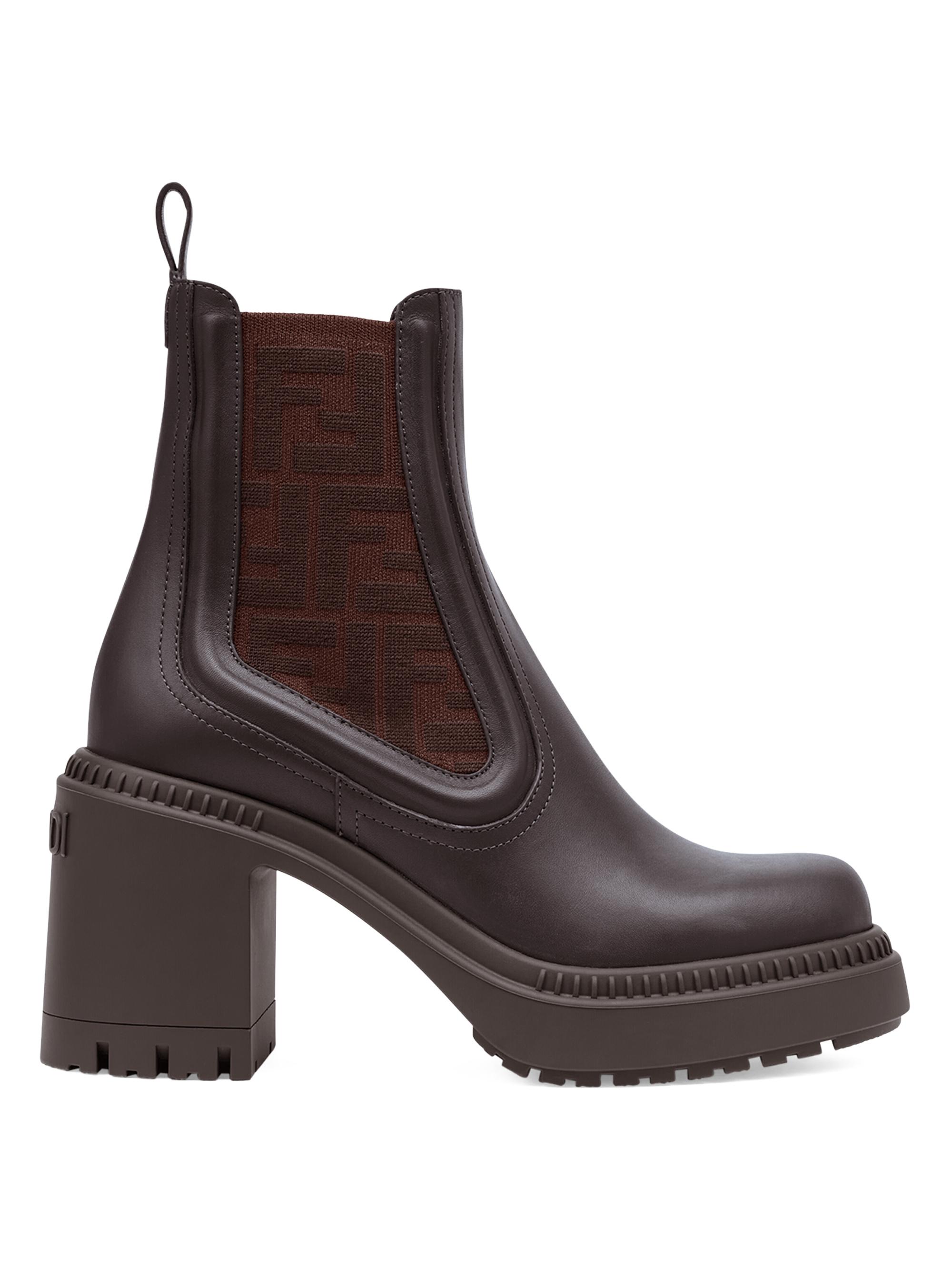 Fendi Women's Domino 95MM Leather Biker Booties - Mosto Nero