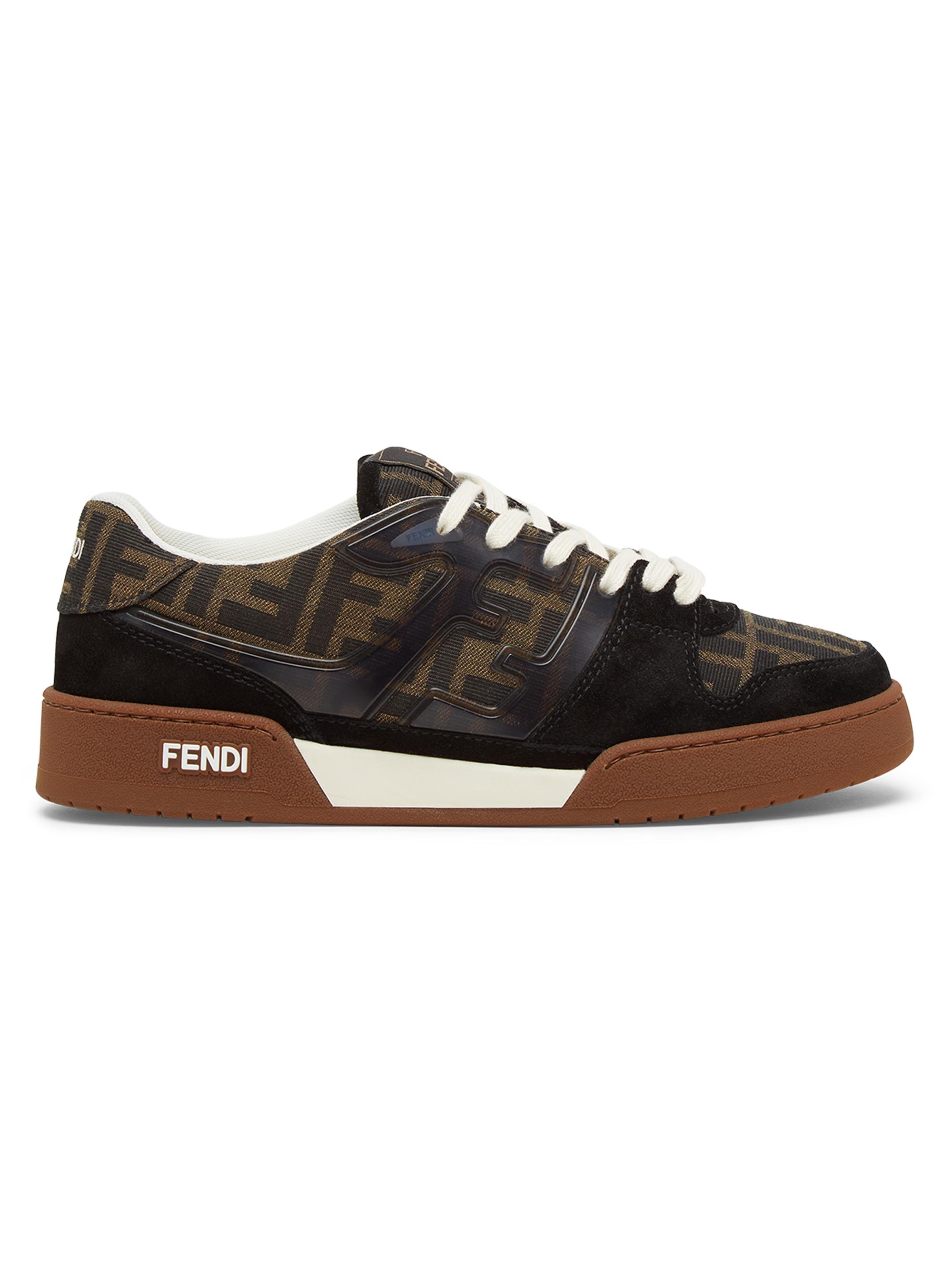 Fendi Women's  Match Suede & Jacquard Low-Top Sneakers - Tabacco