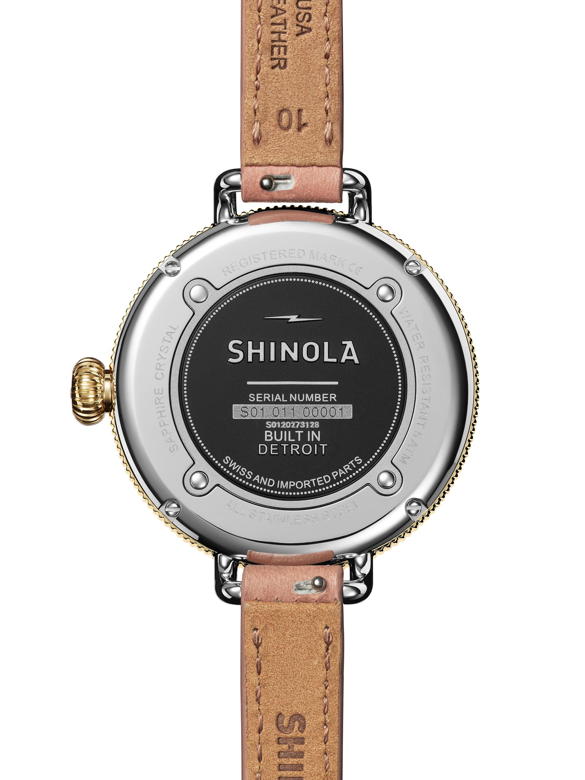 Shinola Birdy Day & Night Stainless Steel & Leather Strap  display picture 2