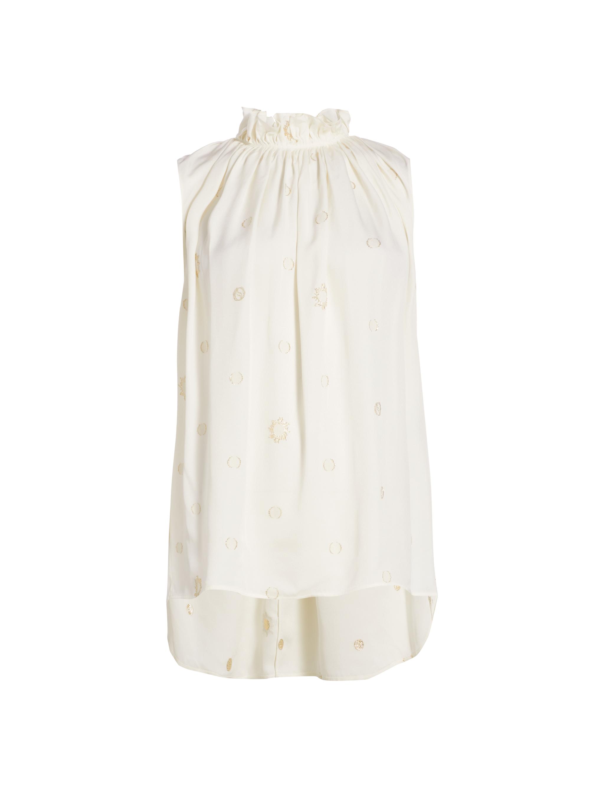 Stella McCartney Women's Pleated Sleeveless Metallic Top - Natural