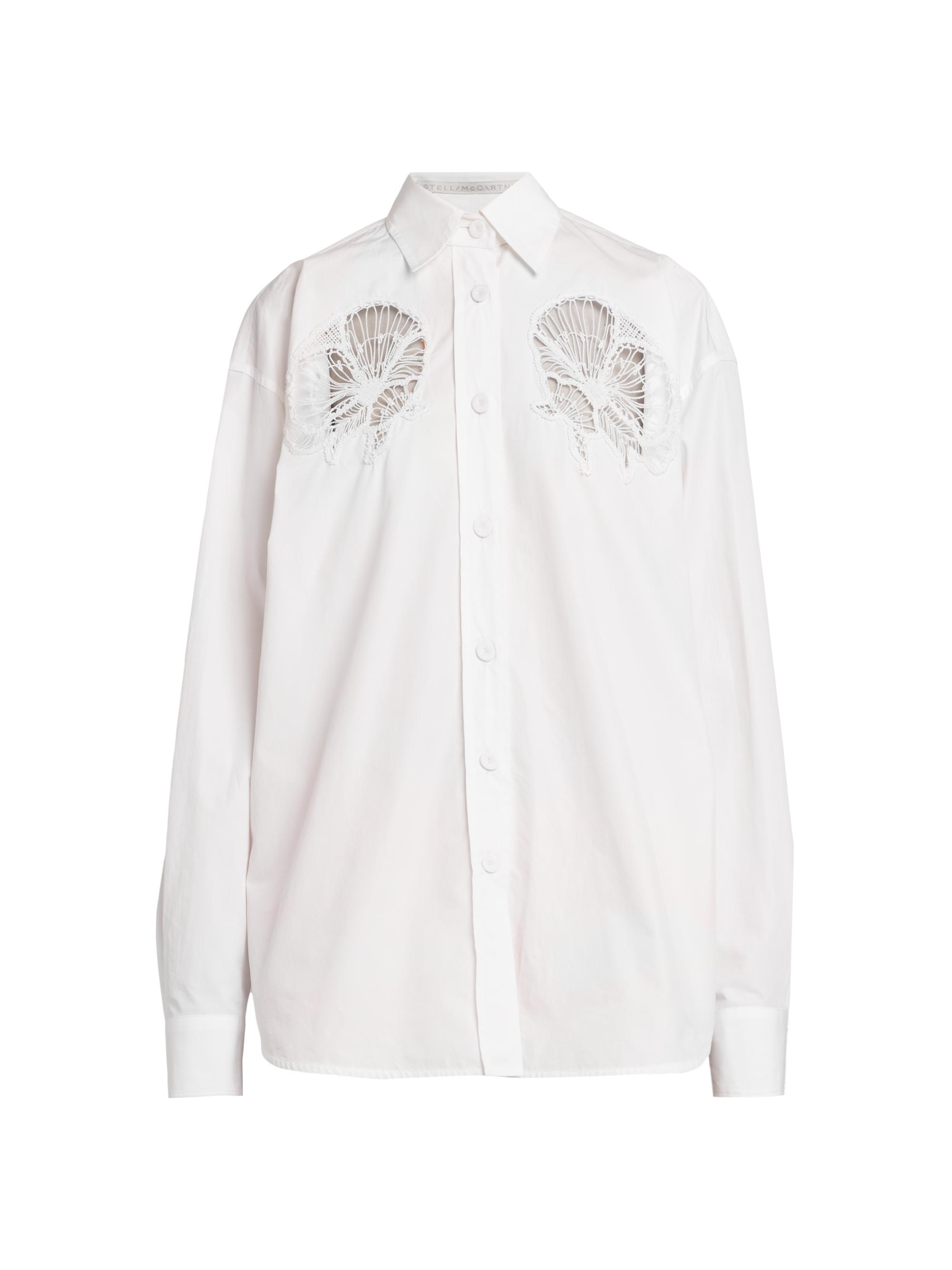 Stella McCartney Women's Cornelli Cotton Crochet Cut-Out Shirt - Pure White