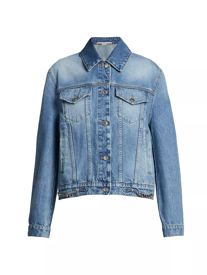 Iconic Falabella Chain-Accented Denim Jacket